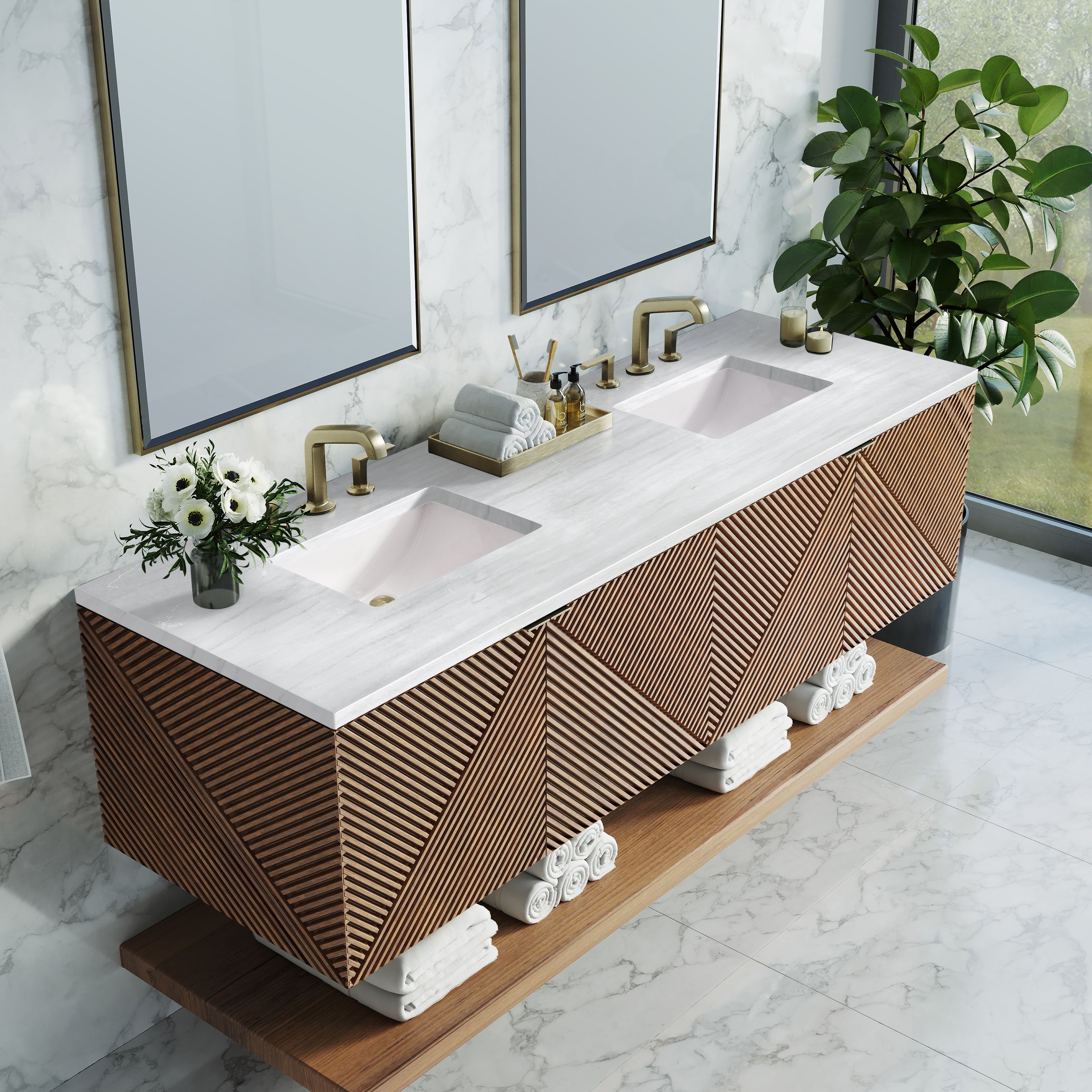 James Martin Marcello 72" Double Vanity in Chestnut with 3cm Countertop