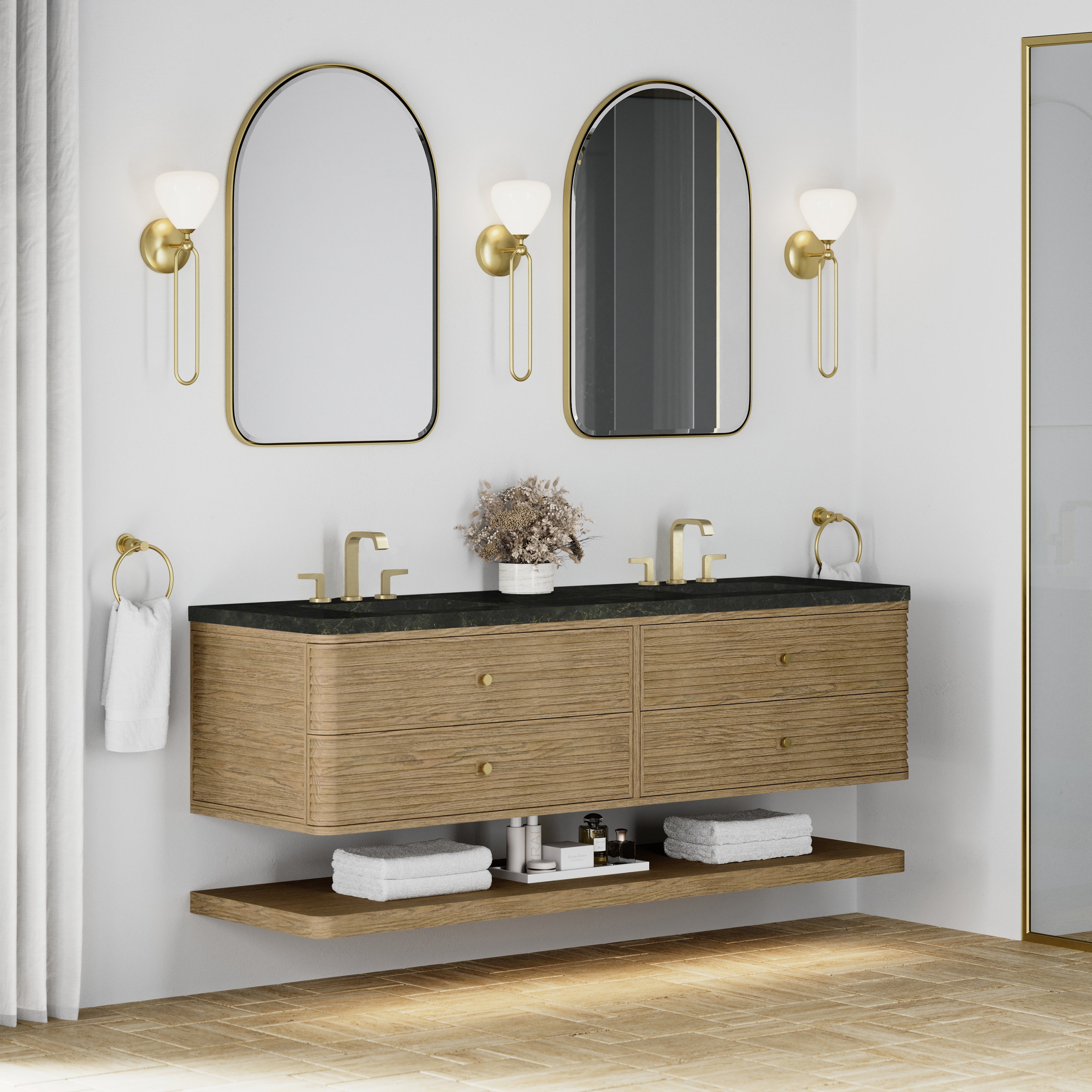 James Martin Allamari 72" Double Vanity in Dune Mist with 3cm Countertop