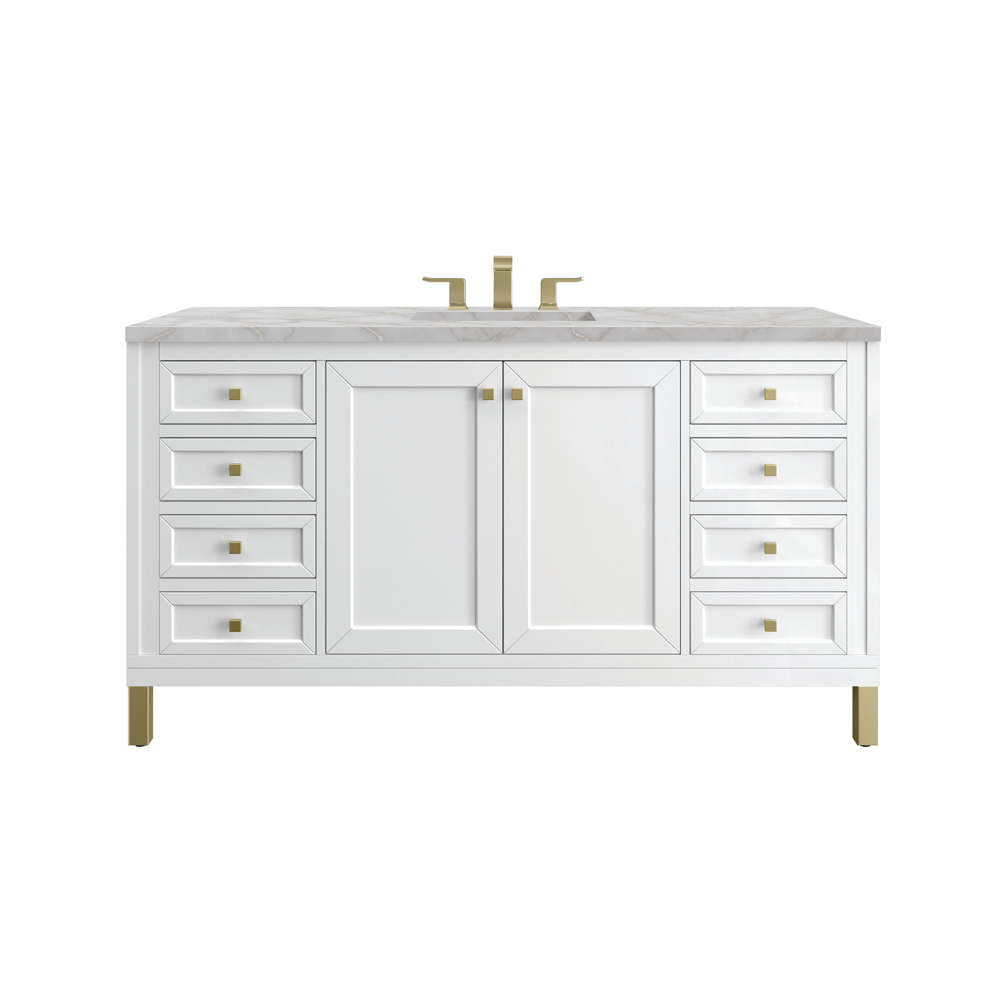 James Martin Chicago 60" Single Vanity in Glossy White with 3cm Countertop