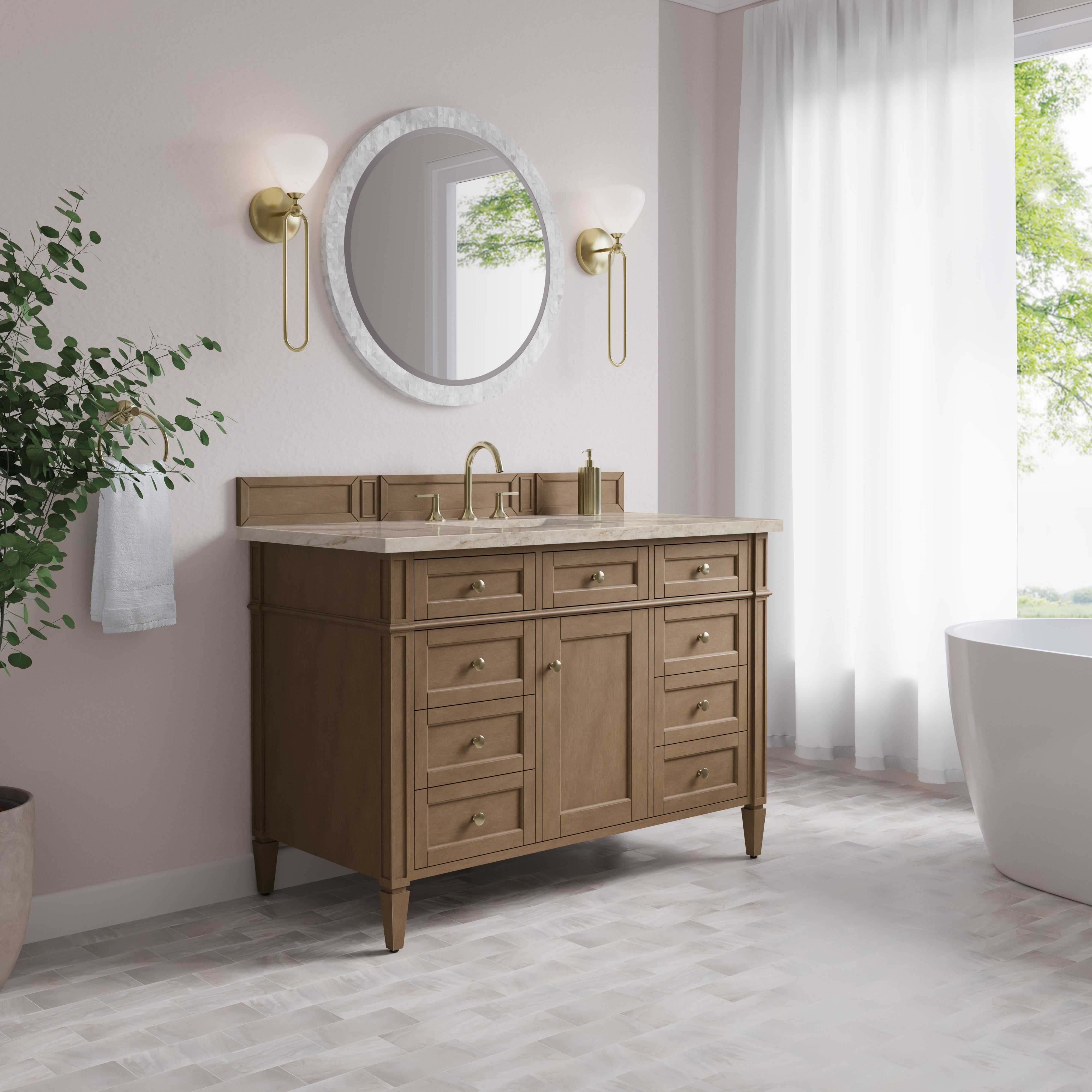 James Martin Brittany 48" Single Vanity in Pecan with 3cm Countertop