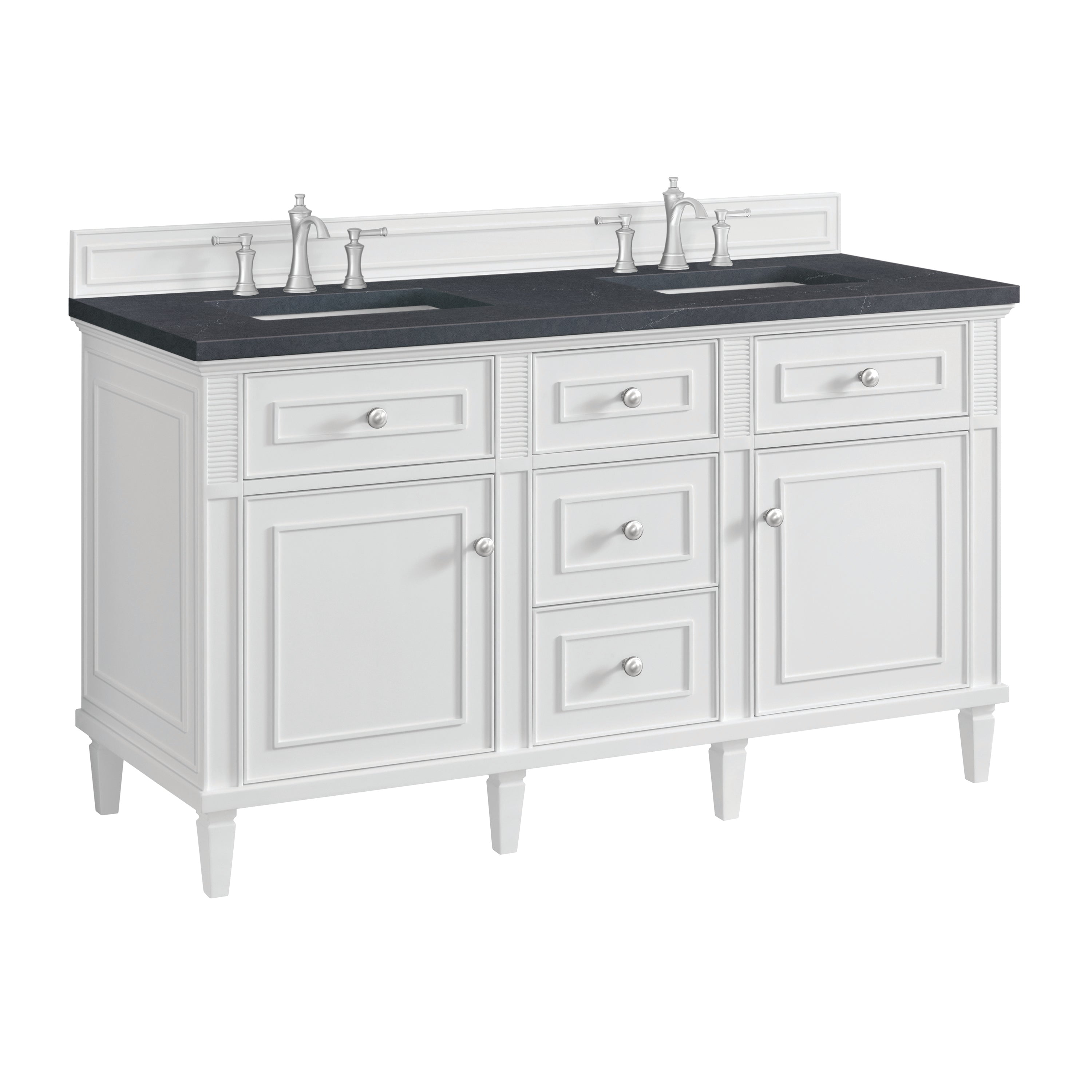 James Martin Lorelai 60" Double Vanity in Bright White with 3cm Countertop