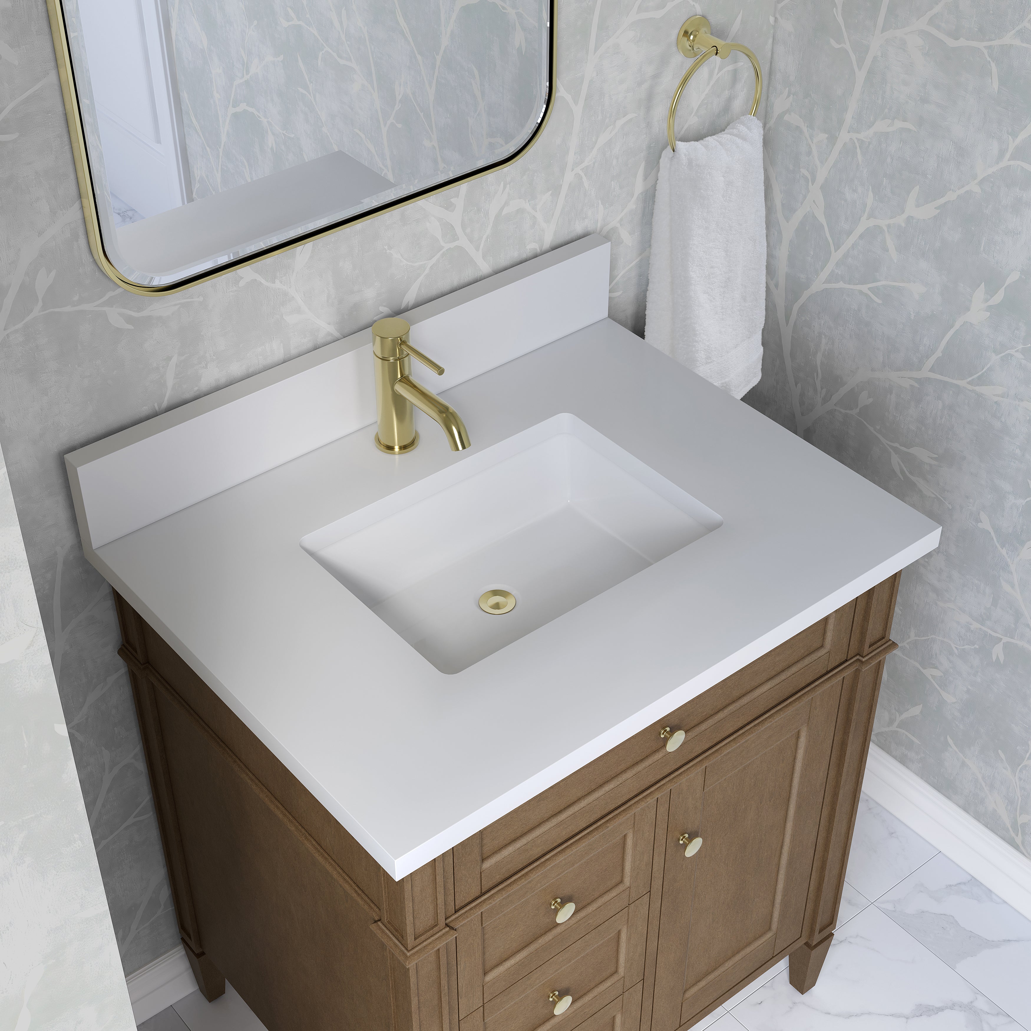 James Martin Brittany 30" Single Vanity in Pecan with 3cm Countertop