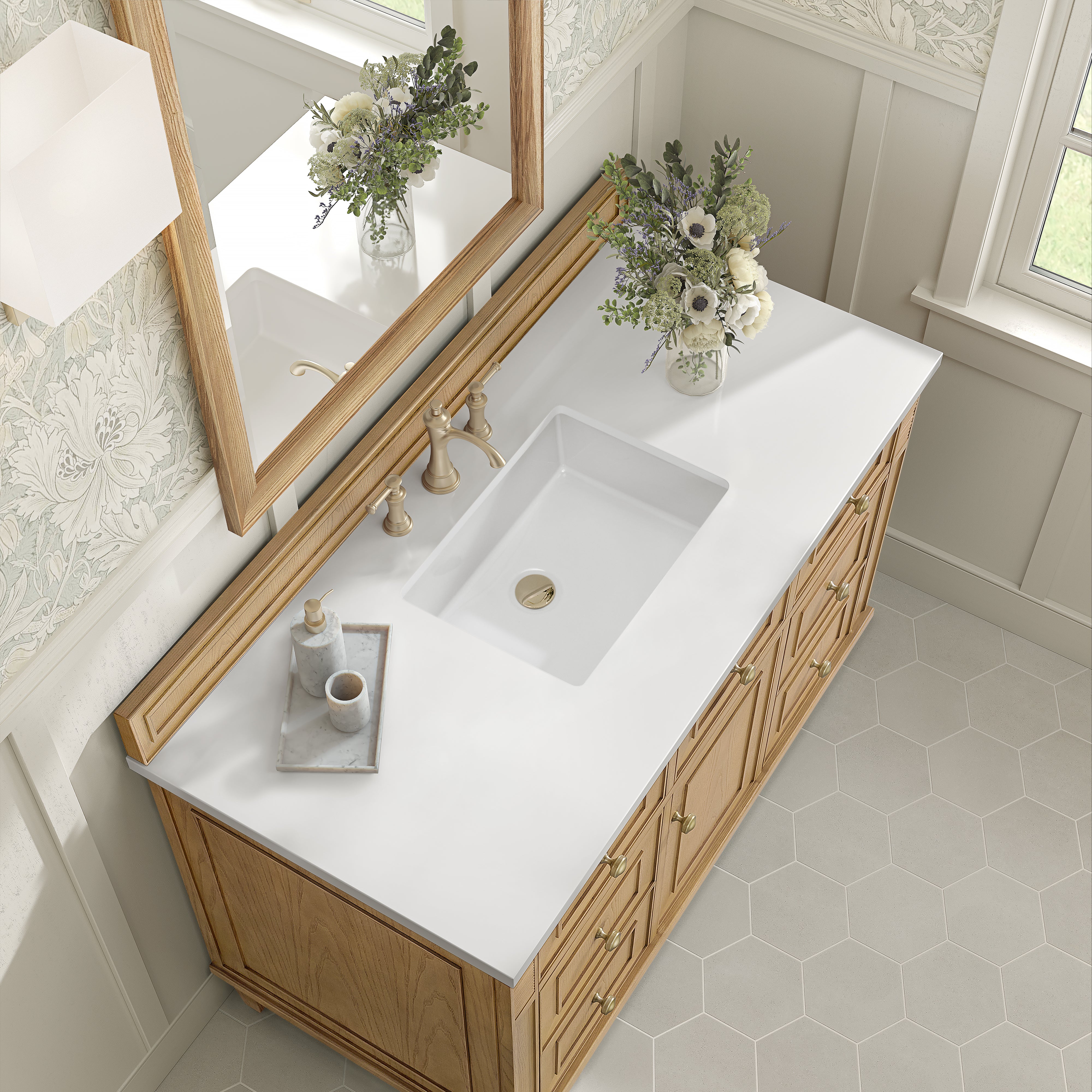 James Martin Lorelai 48" Single Vanity in Light Natural Oak with 3cm Countertop