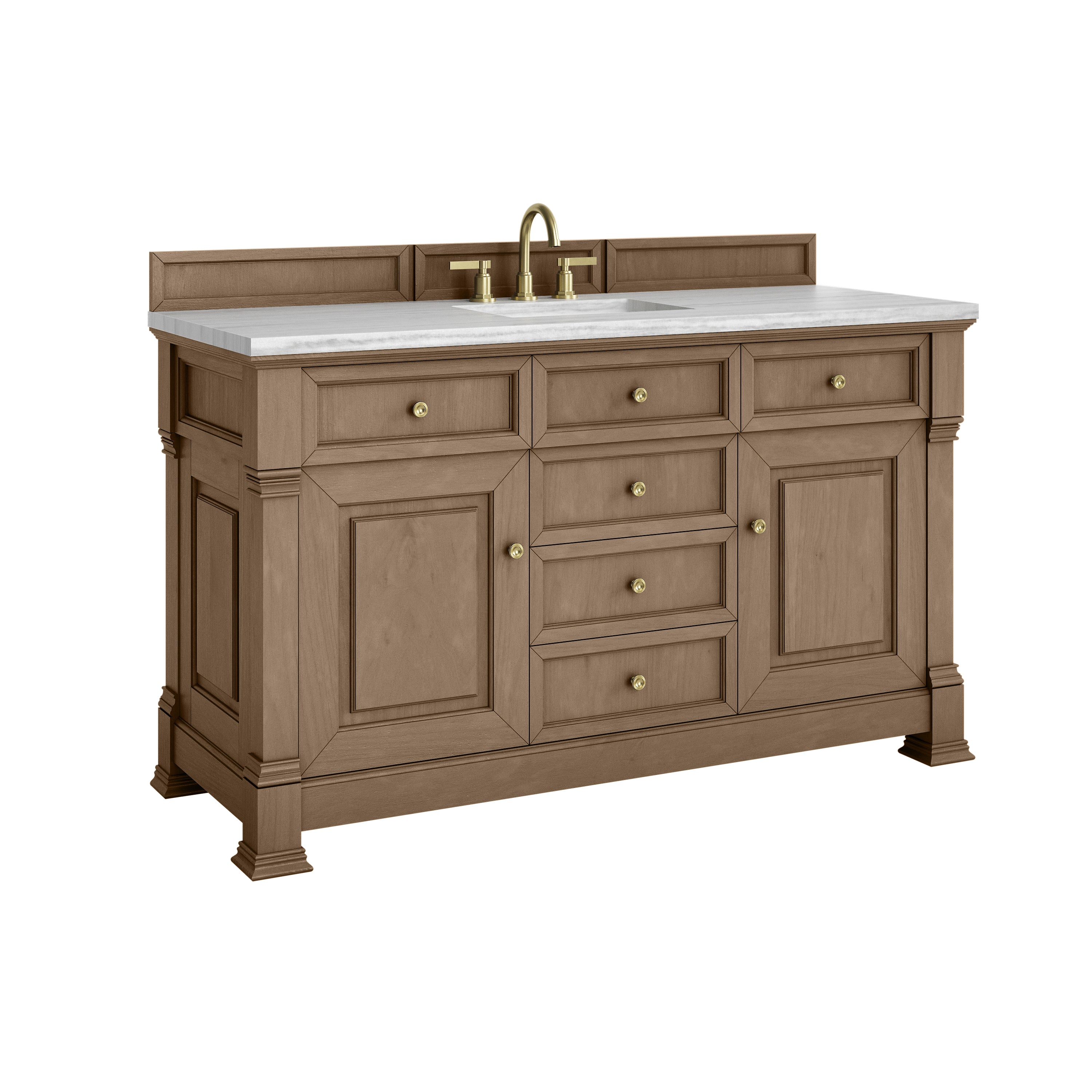 James Martin Brookfield 60" Single Vanity in Pecan with 3cm Countertop