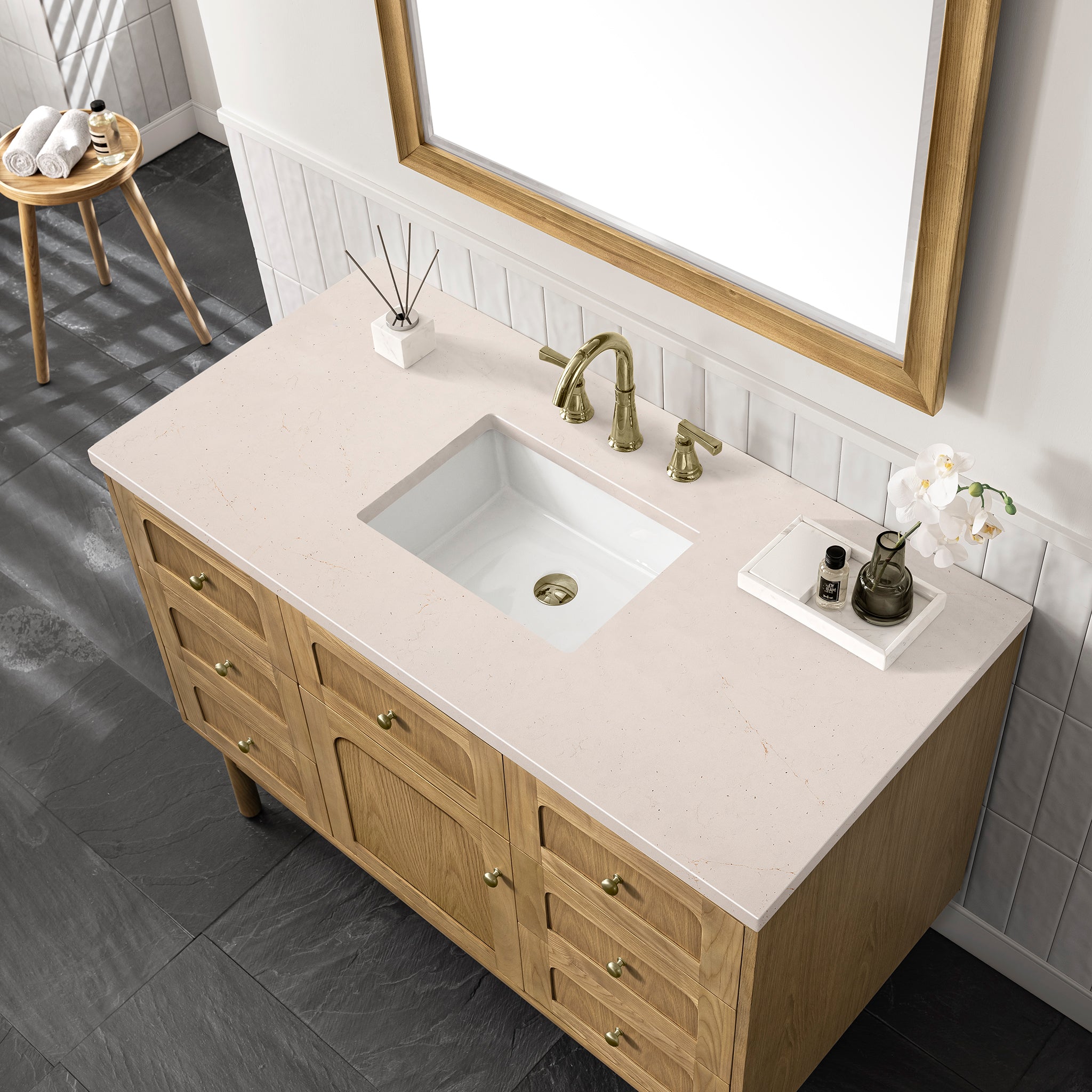 James Martin Laurent 48" Single Vanity in Light Natural Oak with 3cm Countertop
