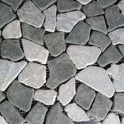 Flat Pebble Mosaic Grey Black Stone Honed