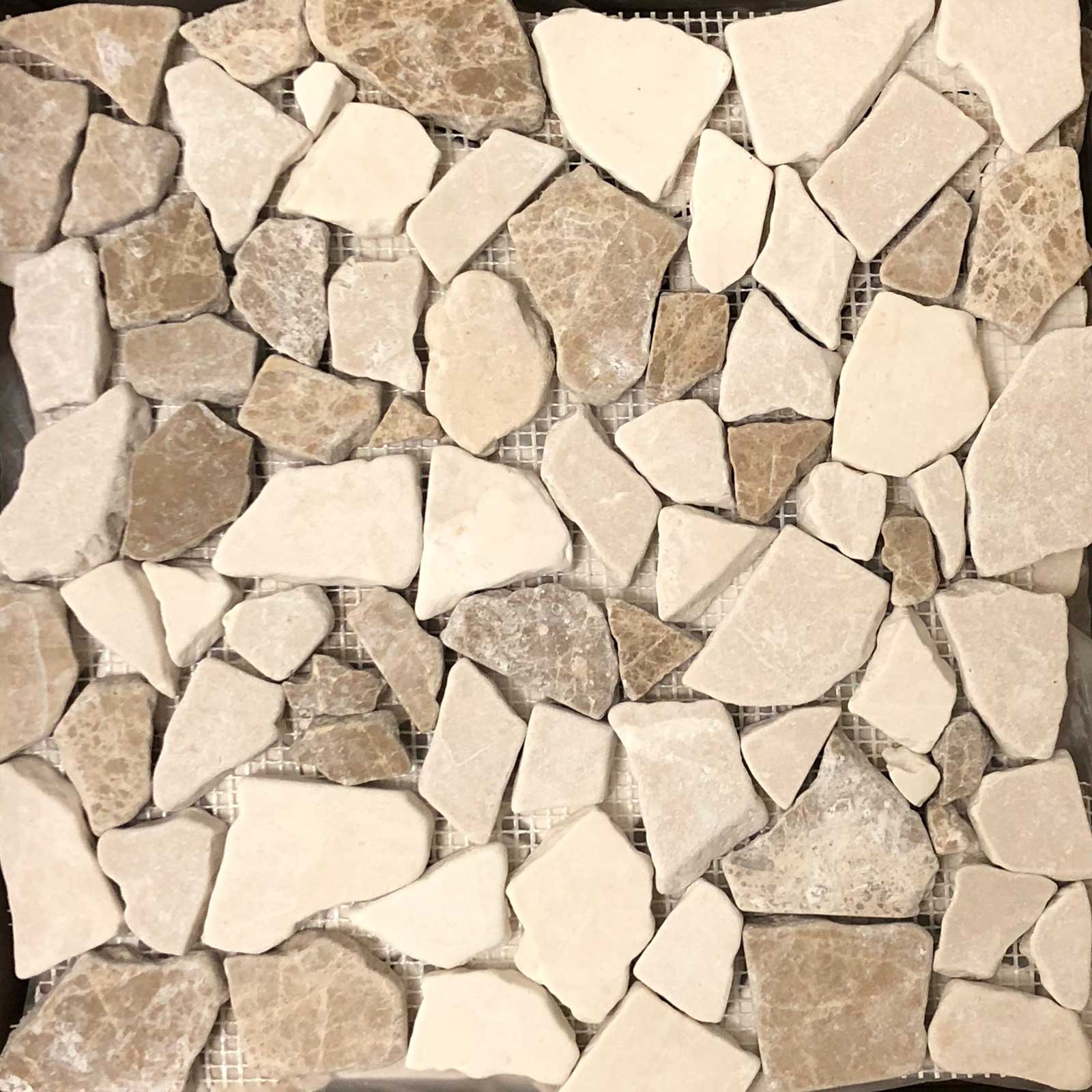 Flat Pebble Mosaic Bottichino With Light Emperador Marble Honed