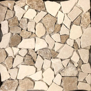 Flat Pebble Mosaic Bottichino With Light Emperador Marble Honed