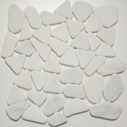 Flat Pebble Mosaic Bianco Imperial Marble Honed