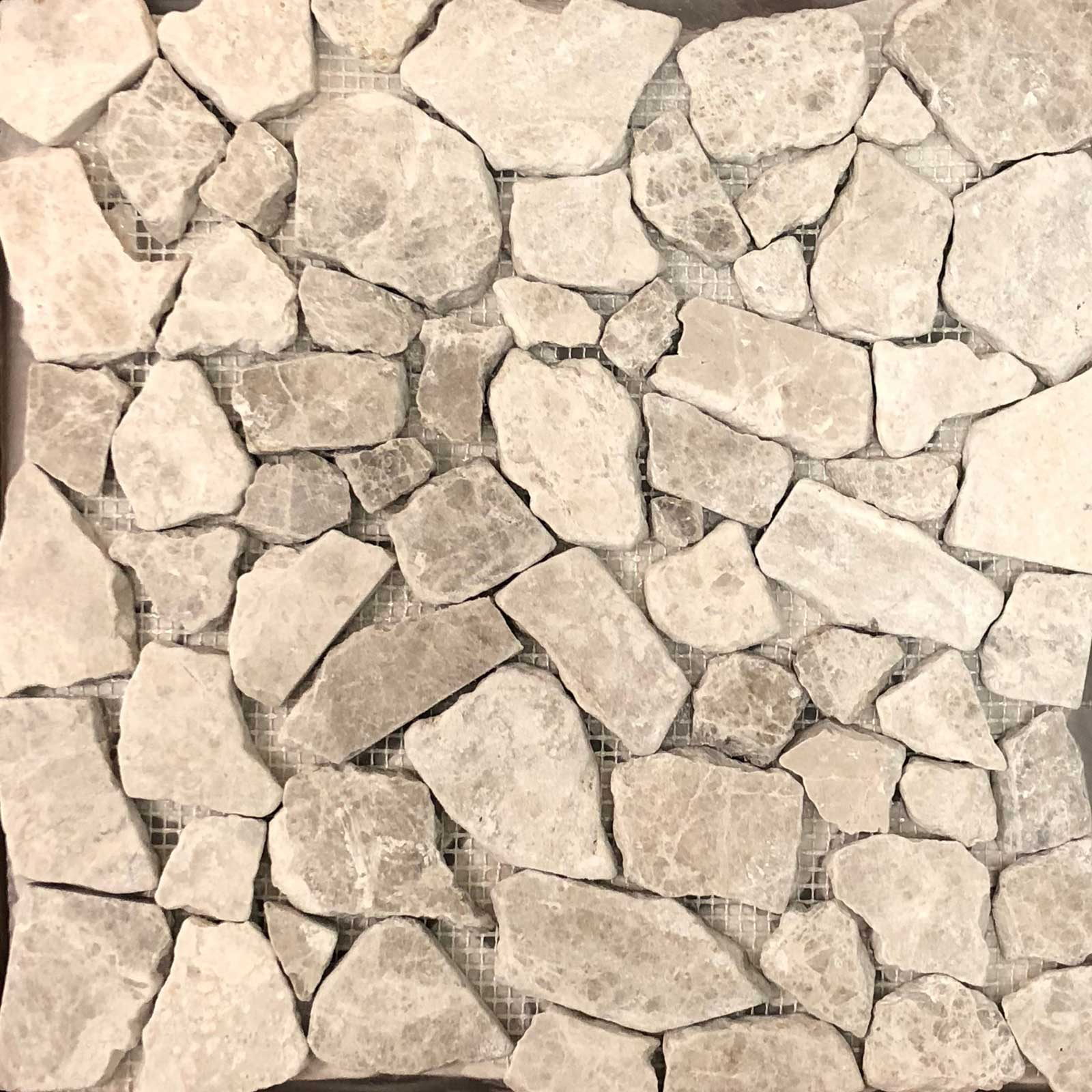Flat Pebble Mosaic Silver Shadow Marble Honed