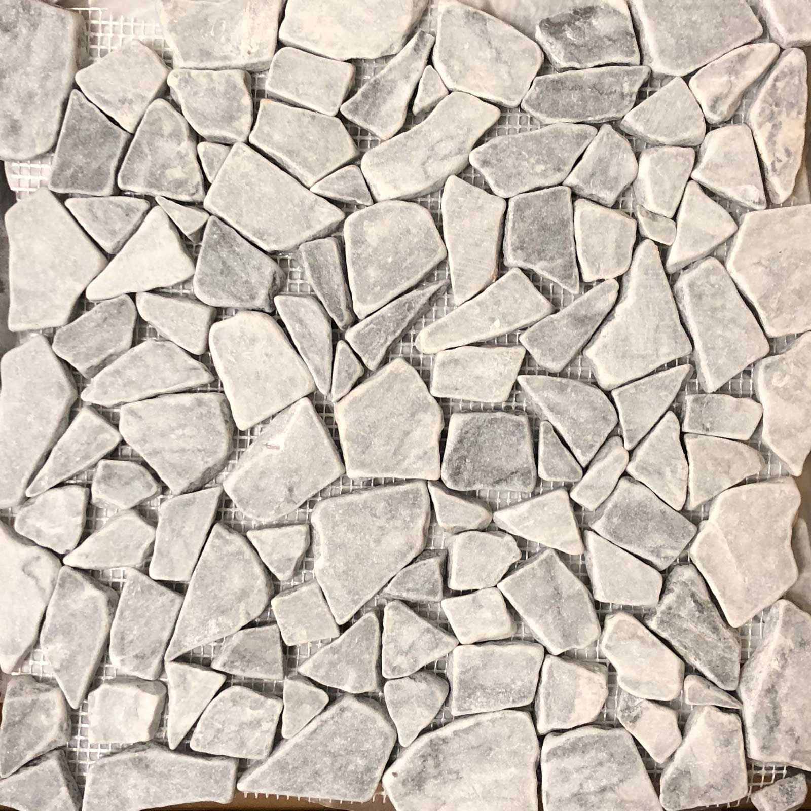 Flat Pebble Mosaic Chelsea Grey Marble Honed