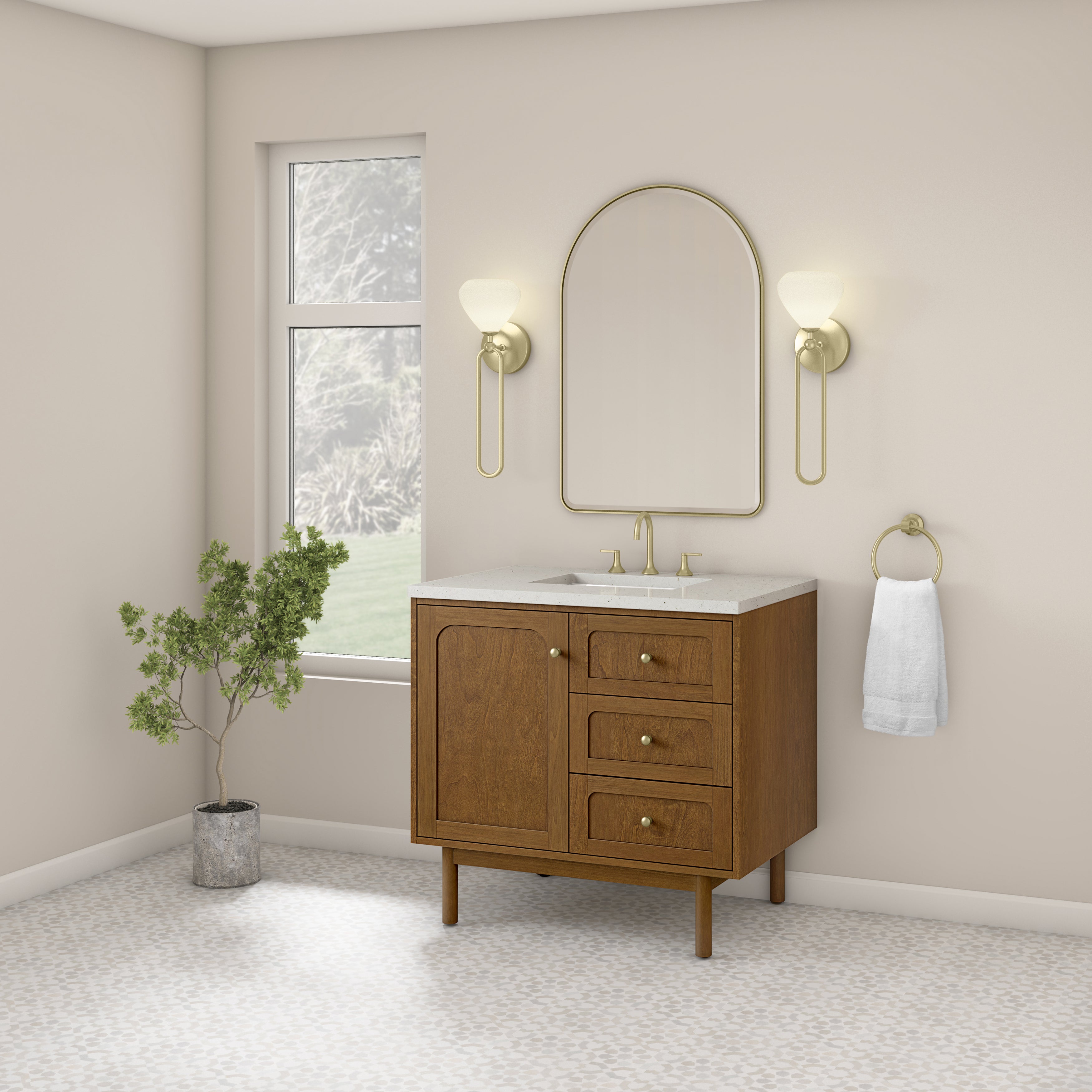 James Martin Laurent 36" Single Vanity in Honey Oak with 3cm Countertop