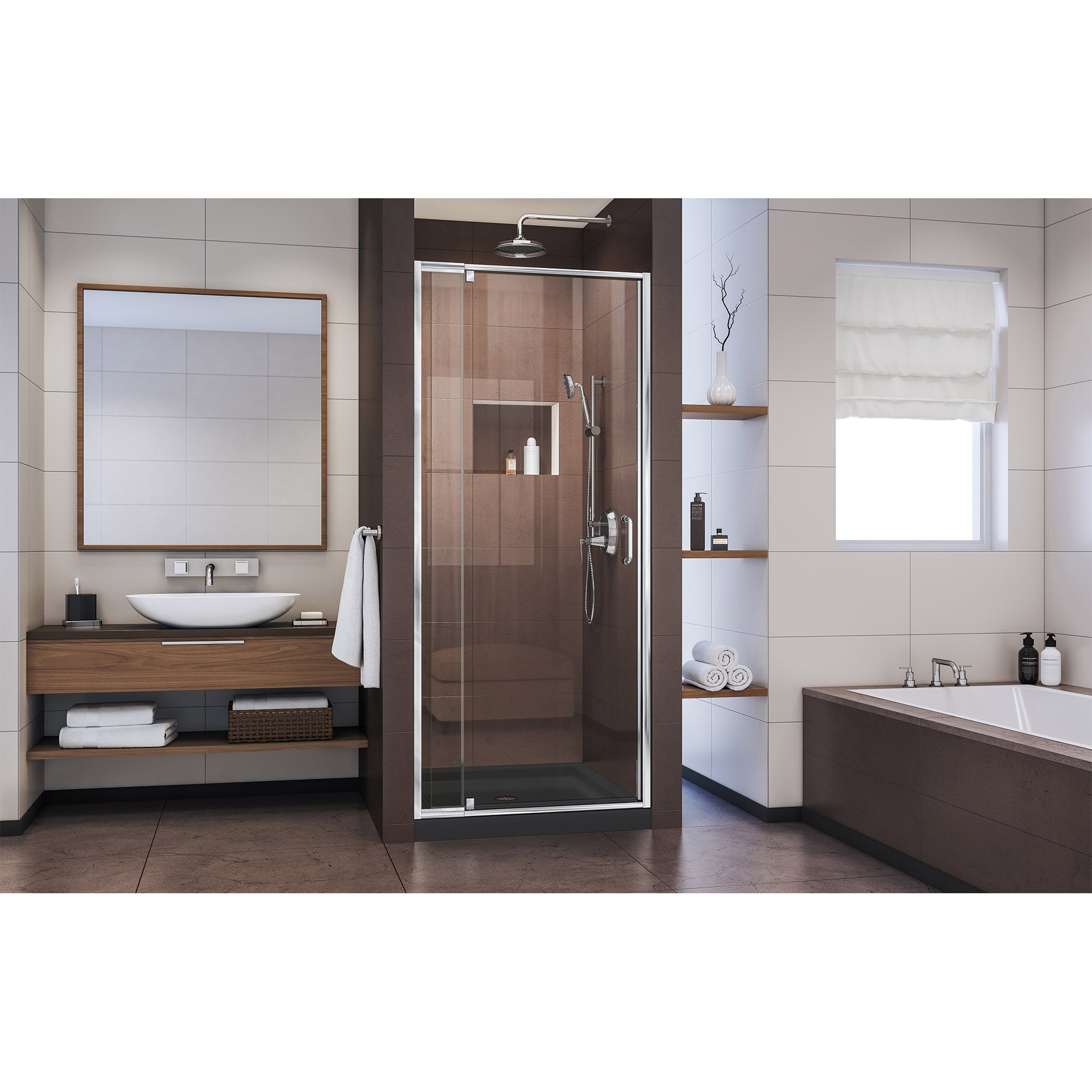 DreamLine Flex 36" D x 36" W Shower Door and Base