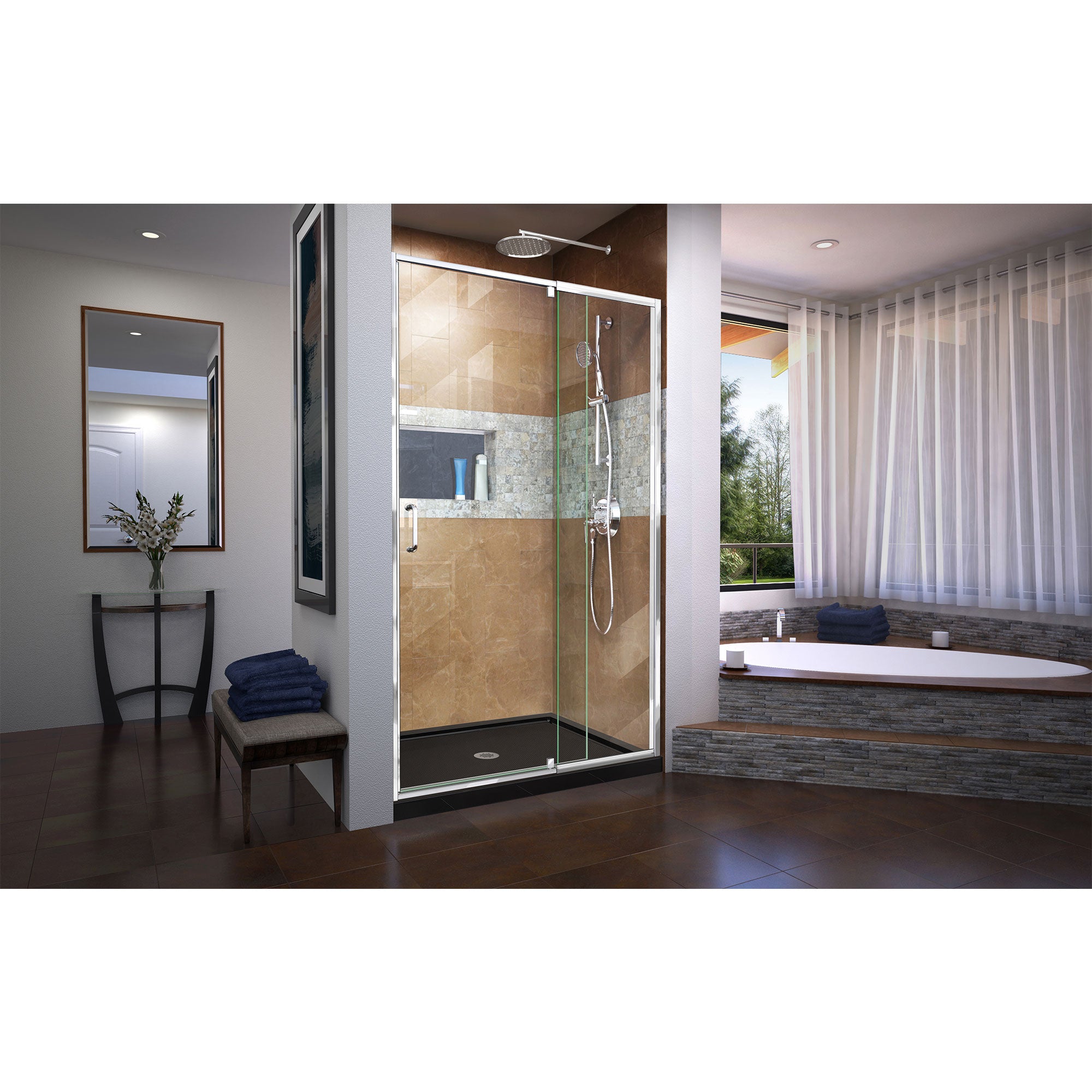 DreamLine Flex 34" D x 42" W Shower Door and Base