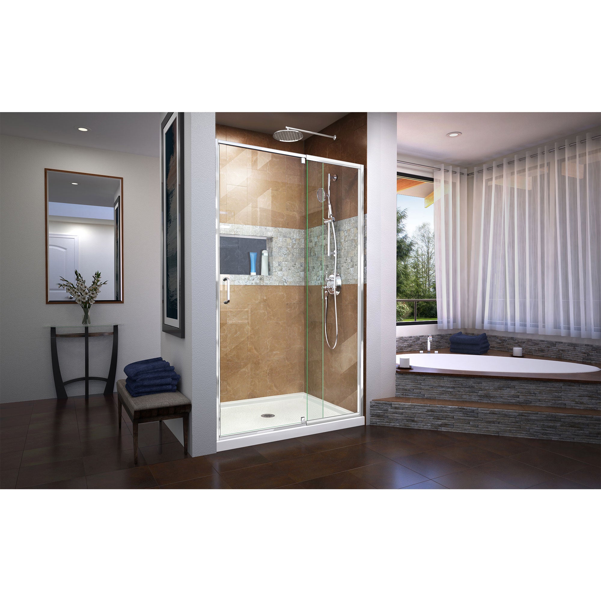 DreamLine Flex 34" D x 42" W Shower Door and Base