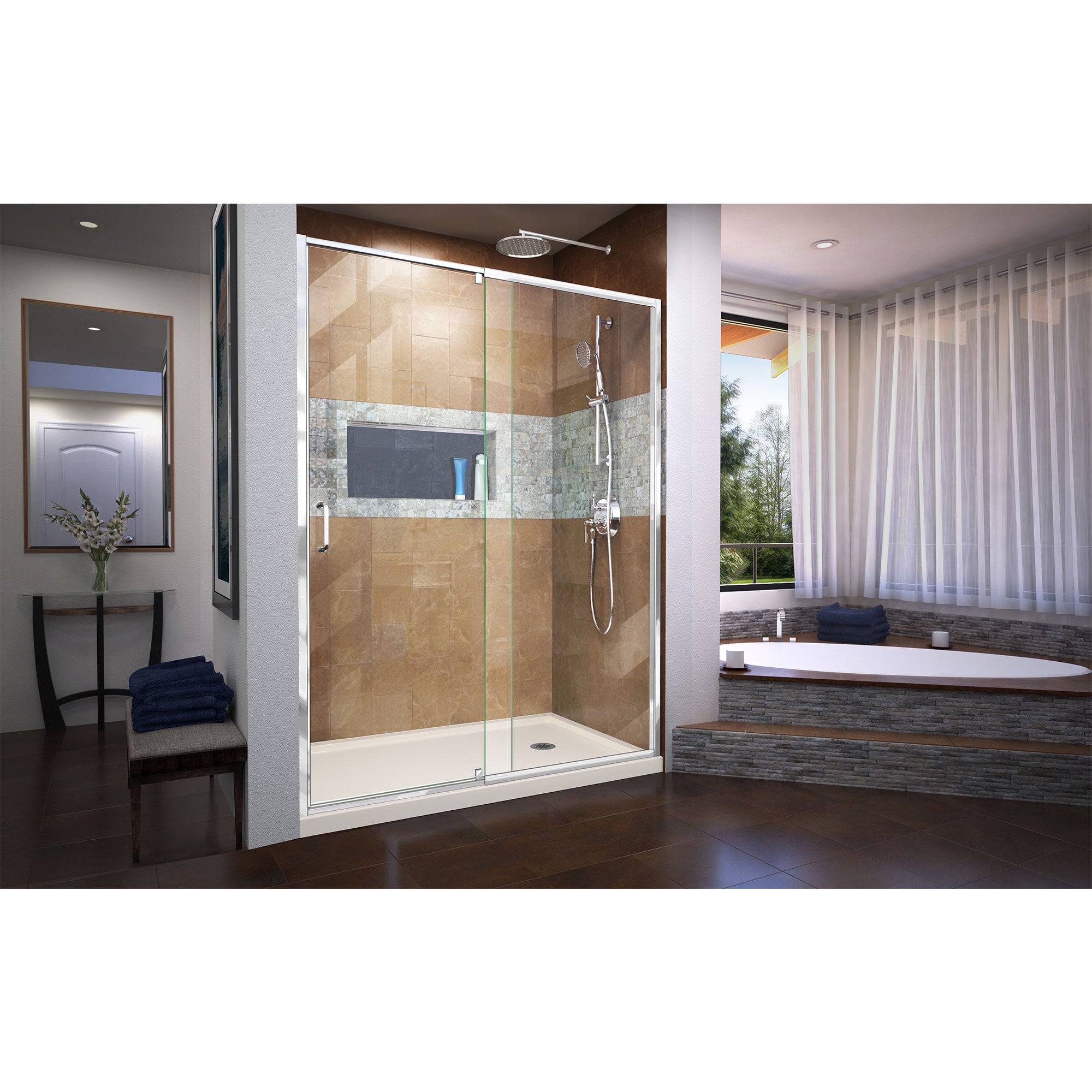 DreamLine Flex 34" D x 60" W Shower Door and Base