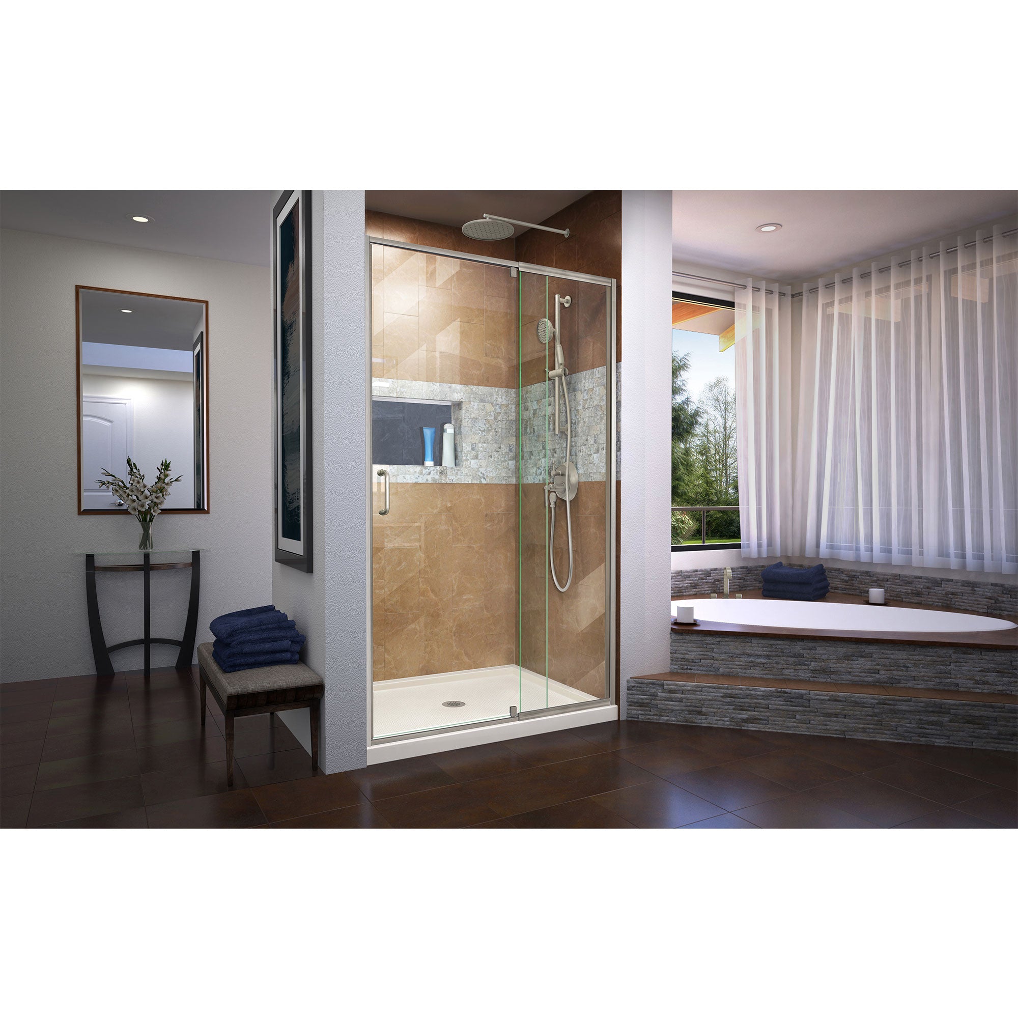 DreamLine Flex 34" D x 42" W Shower Door and Base