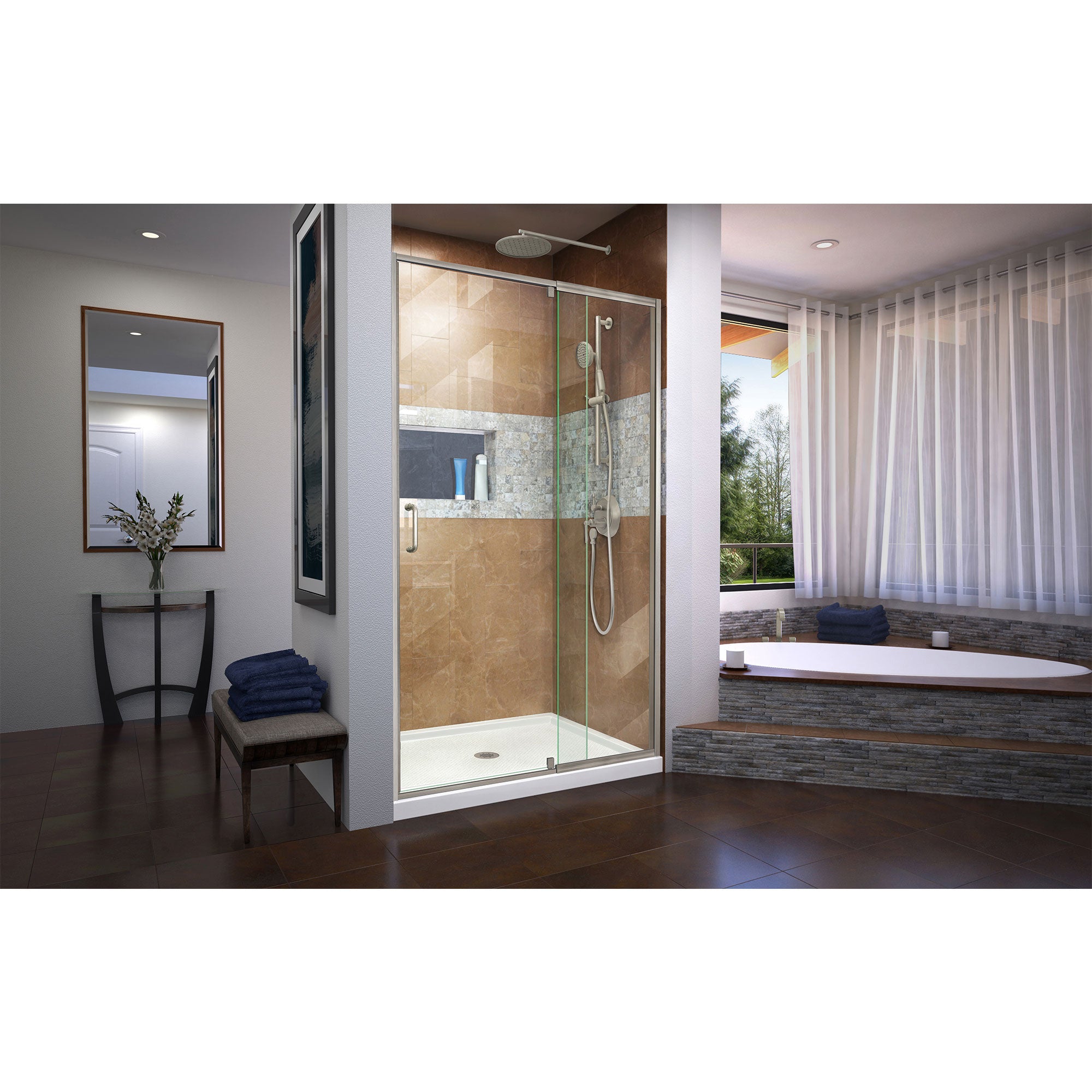 DreamLine Flex 34" D x 42" W Shower Door and Base