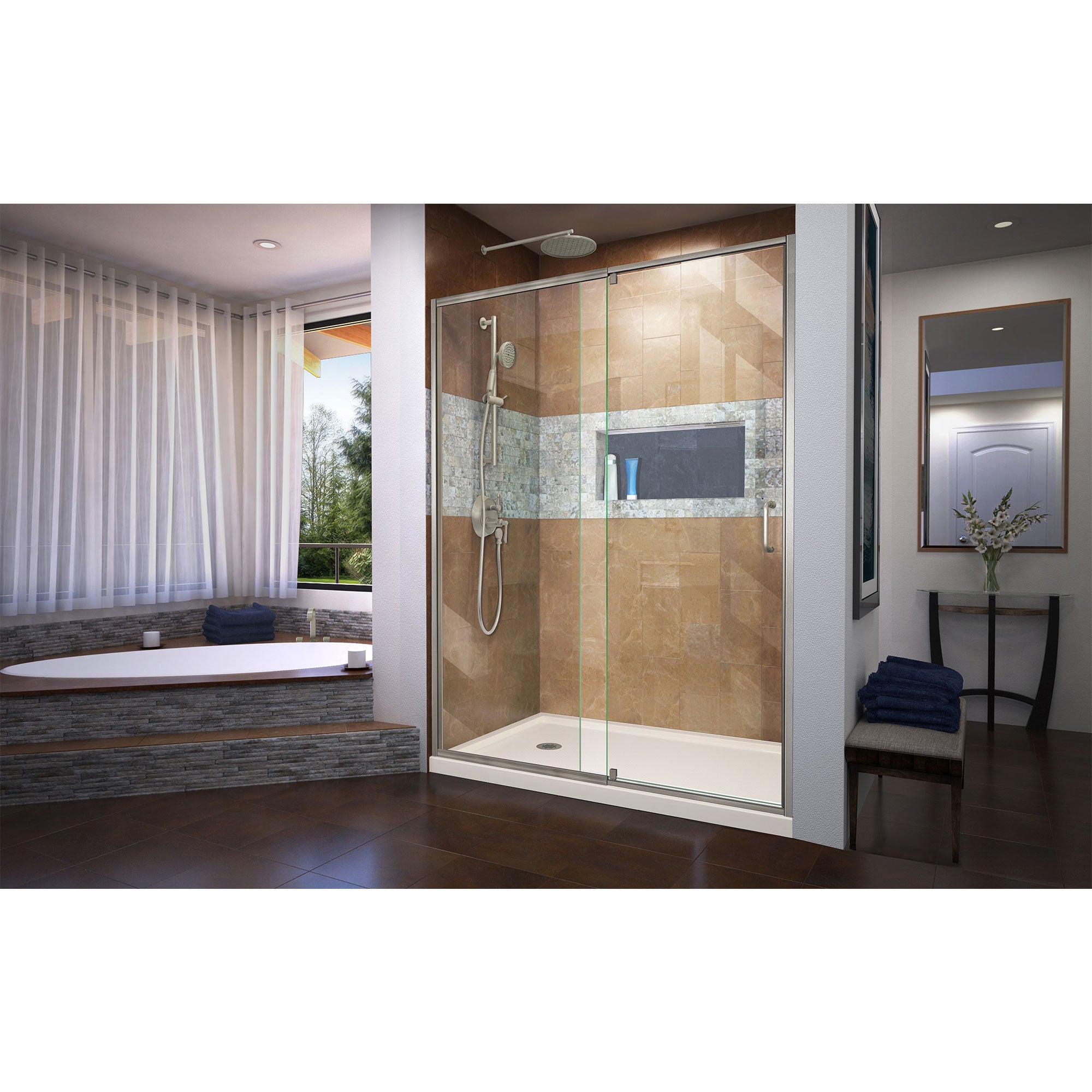 DreamLine Flex 34" D x 60" W Shower Door and Base