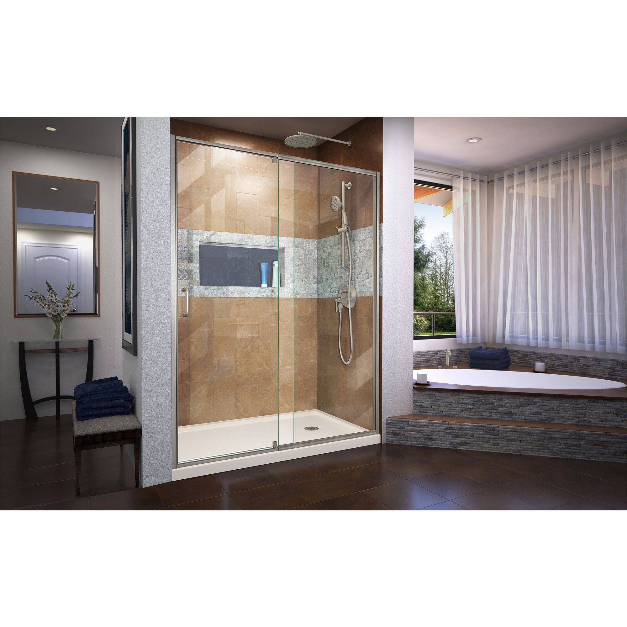 DreamLine Flex 34" D x 60" W Shower Door and Base