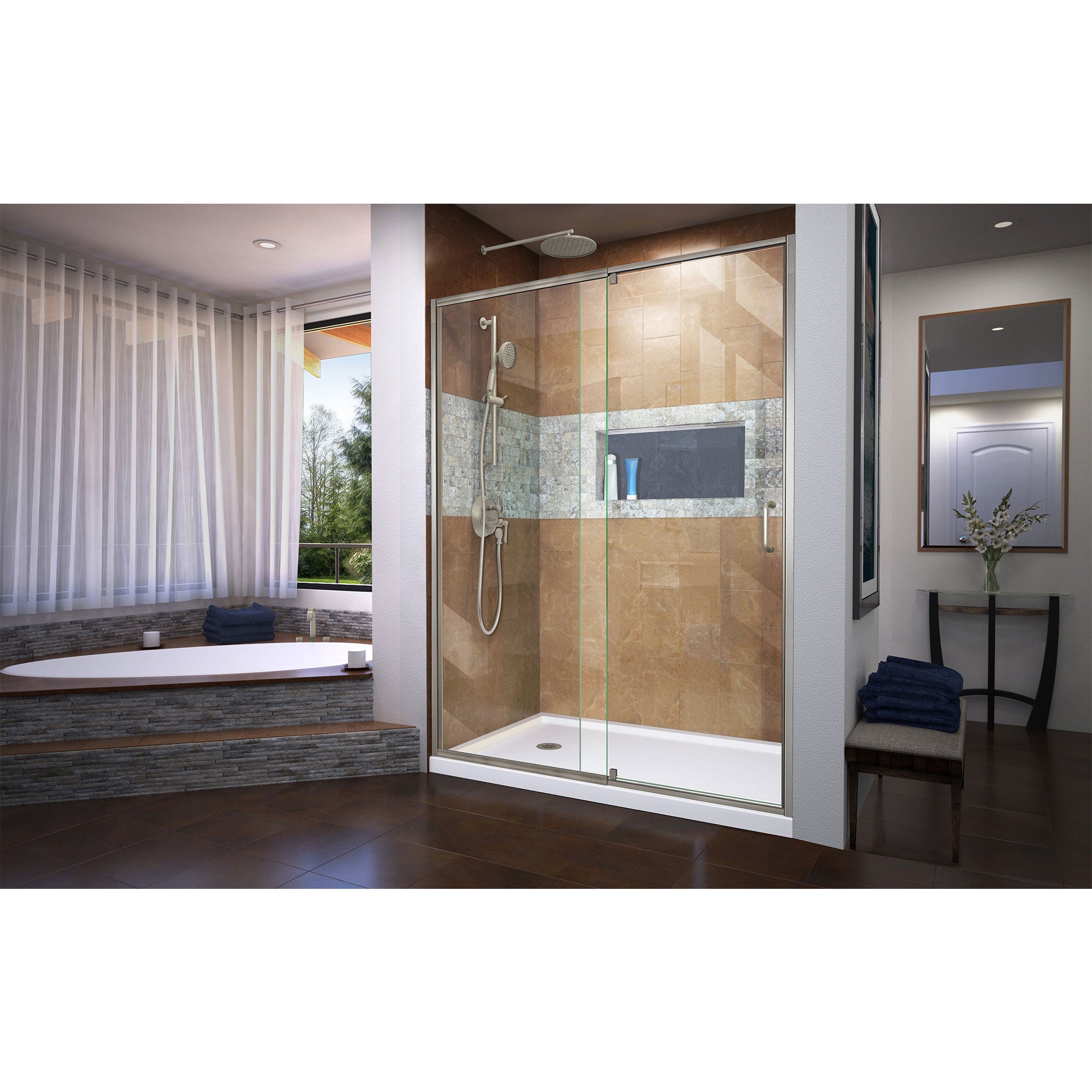 DreamLine Flex 34" D x 60" W Shower Door and Base