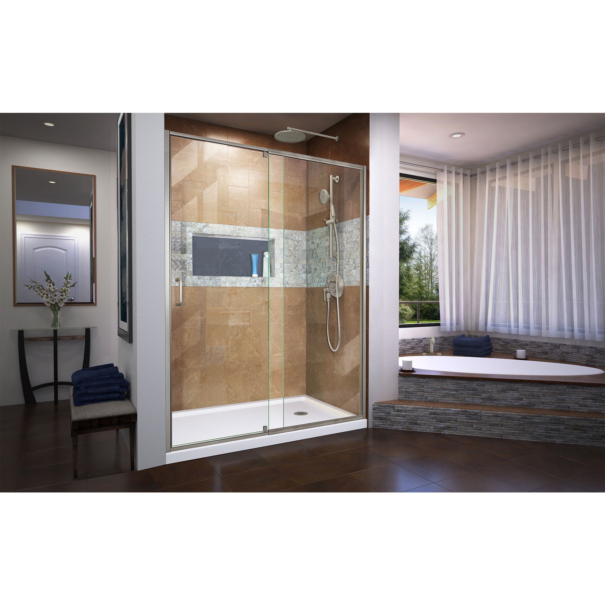 DreamLine Flex 34" D x 60" W Shower Door and Base