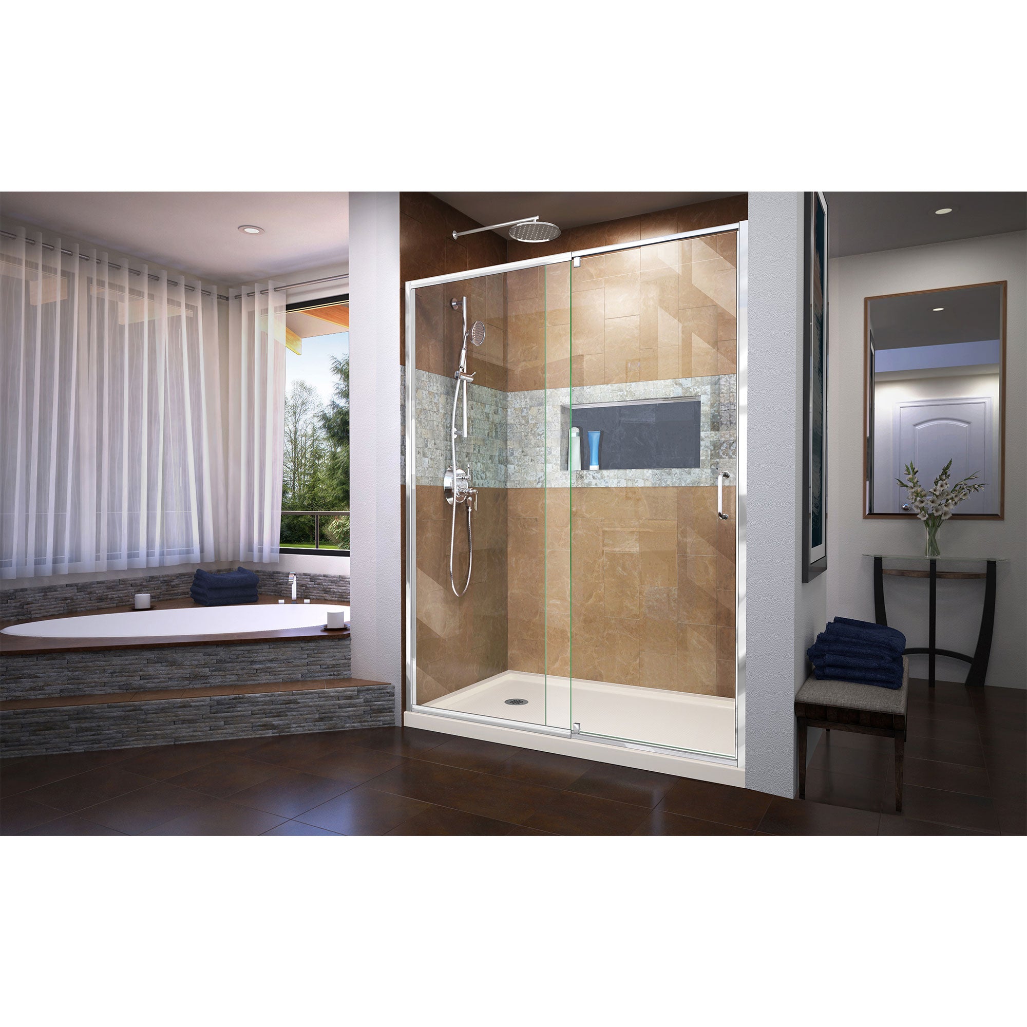 DreamLine Flex 34" D x 60" W Shower Door and Base
