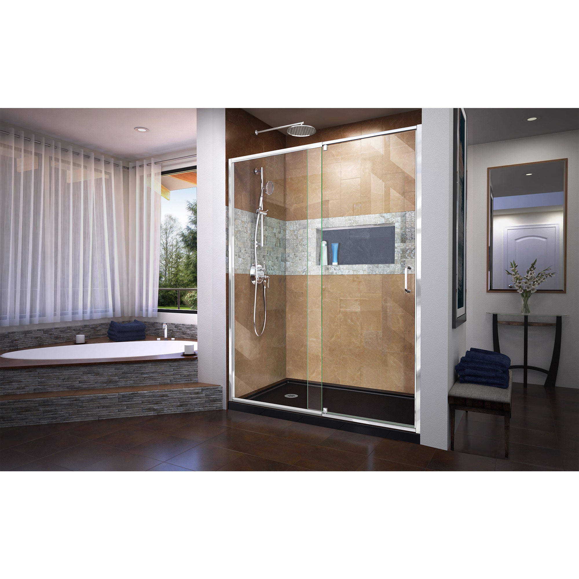 DreamLine Flex 34" D x 60" W Shower Door and Base