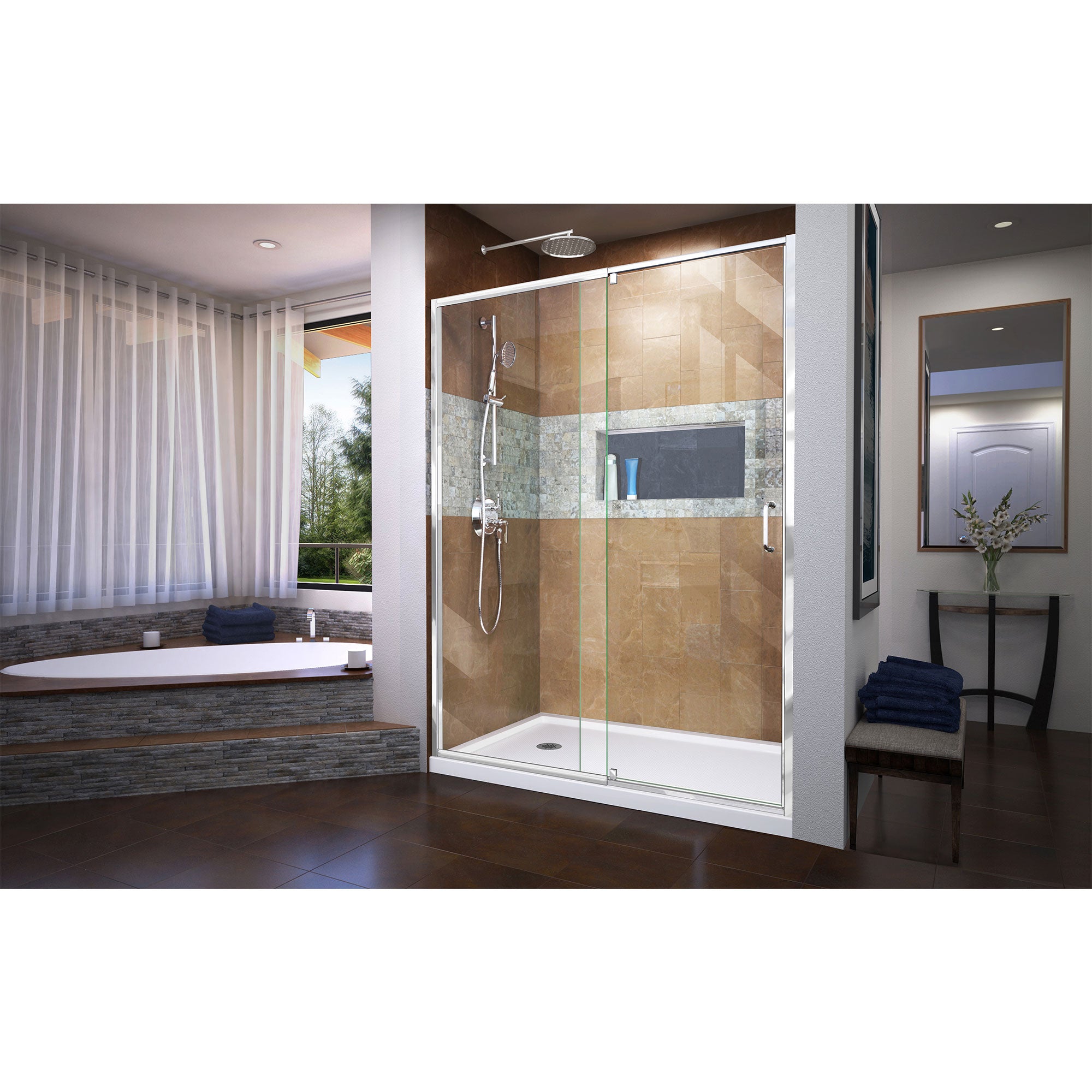 DreamLine Flex 34" D x 60" W Shower Door and Base