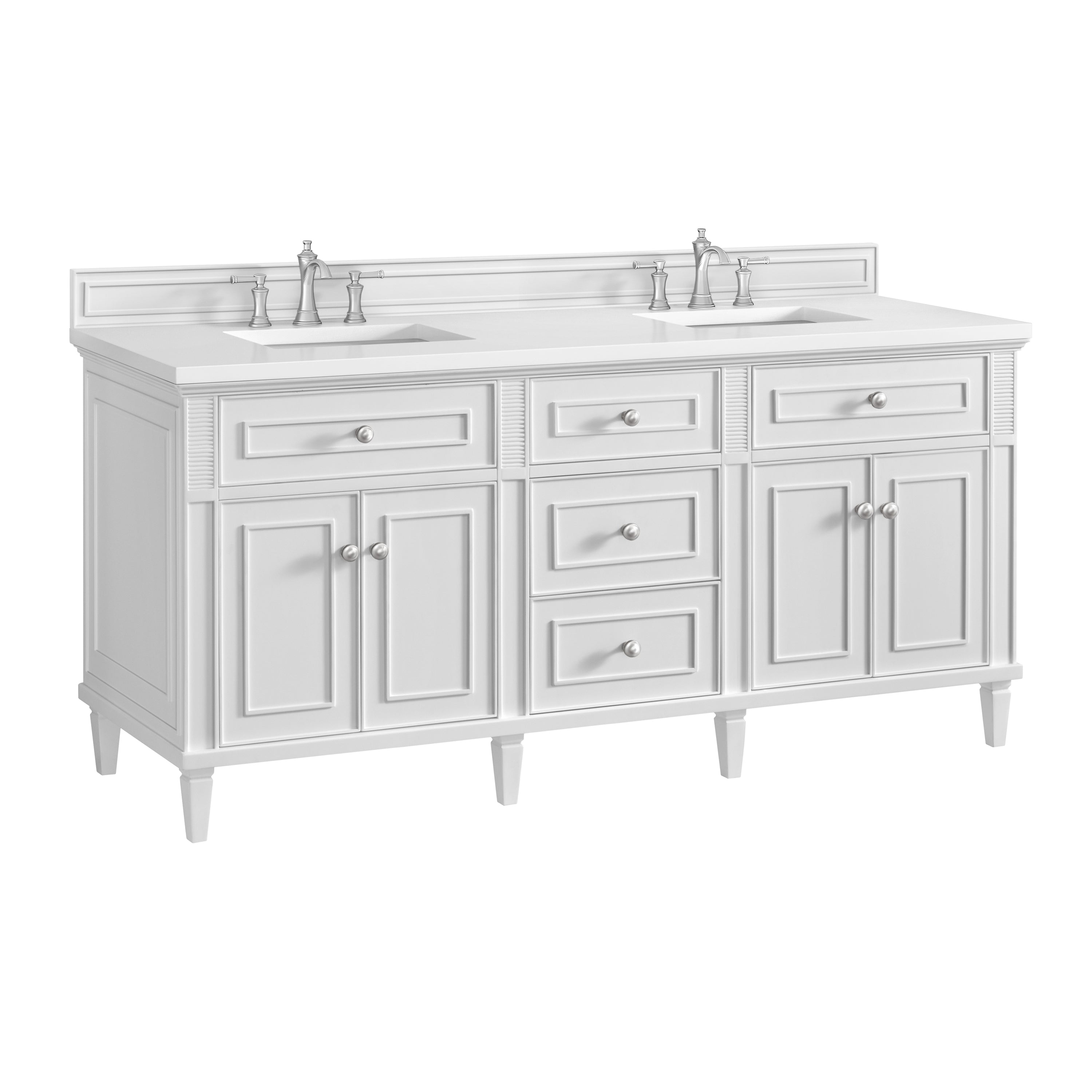 James Martin Lorelai 72" Double Vanity in Bright White with 3cm Countertop