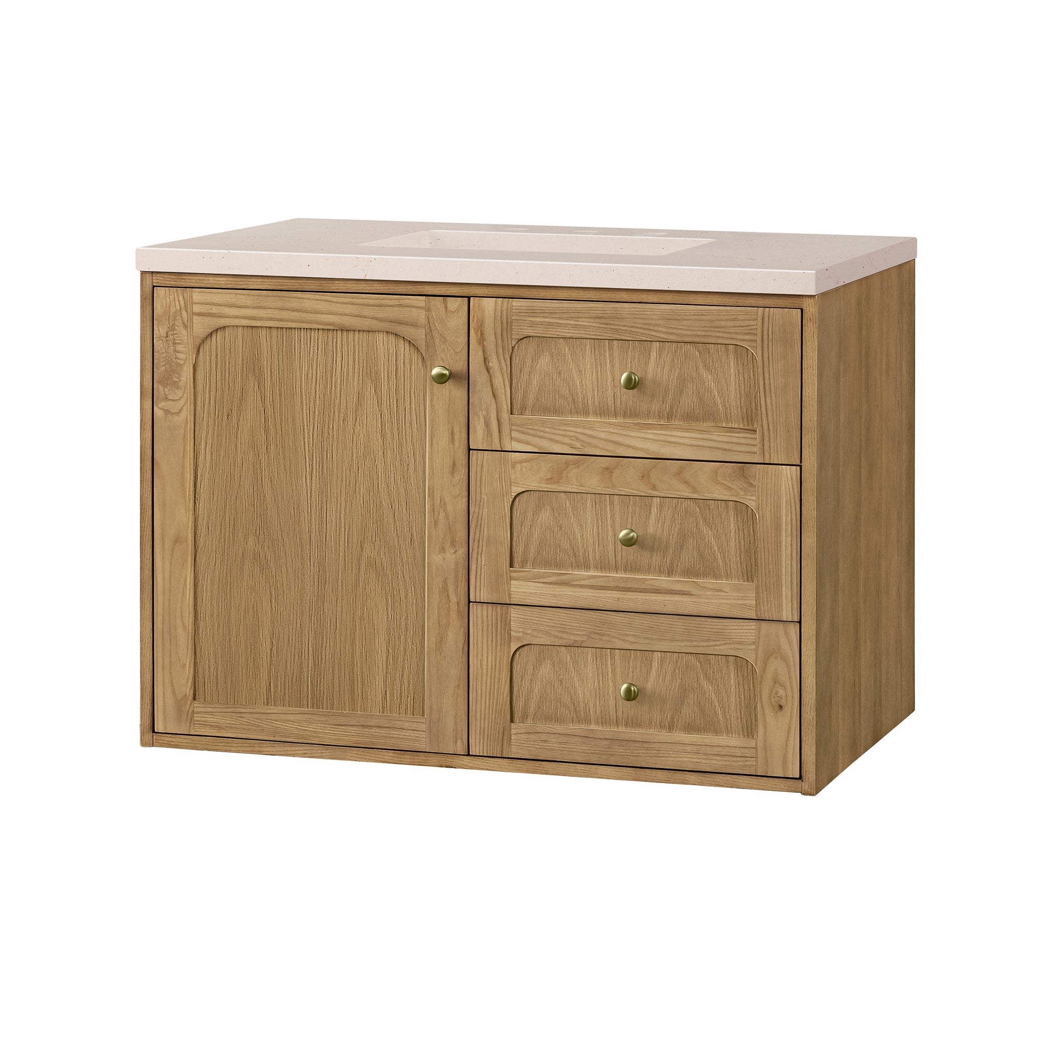 James Martin Laurent 36" Single Vanity in Light Natural Oak with 3cm Countertop