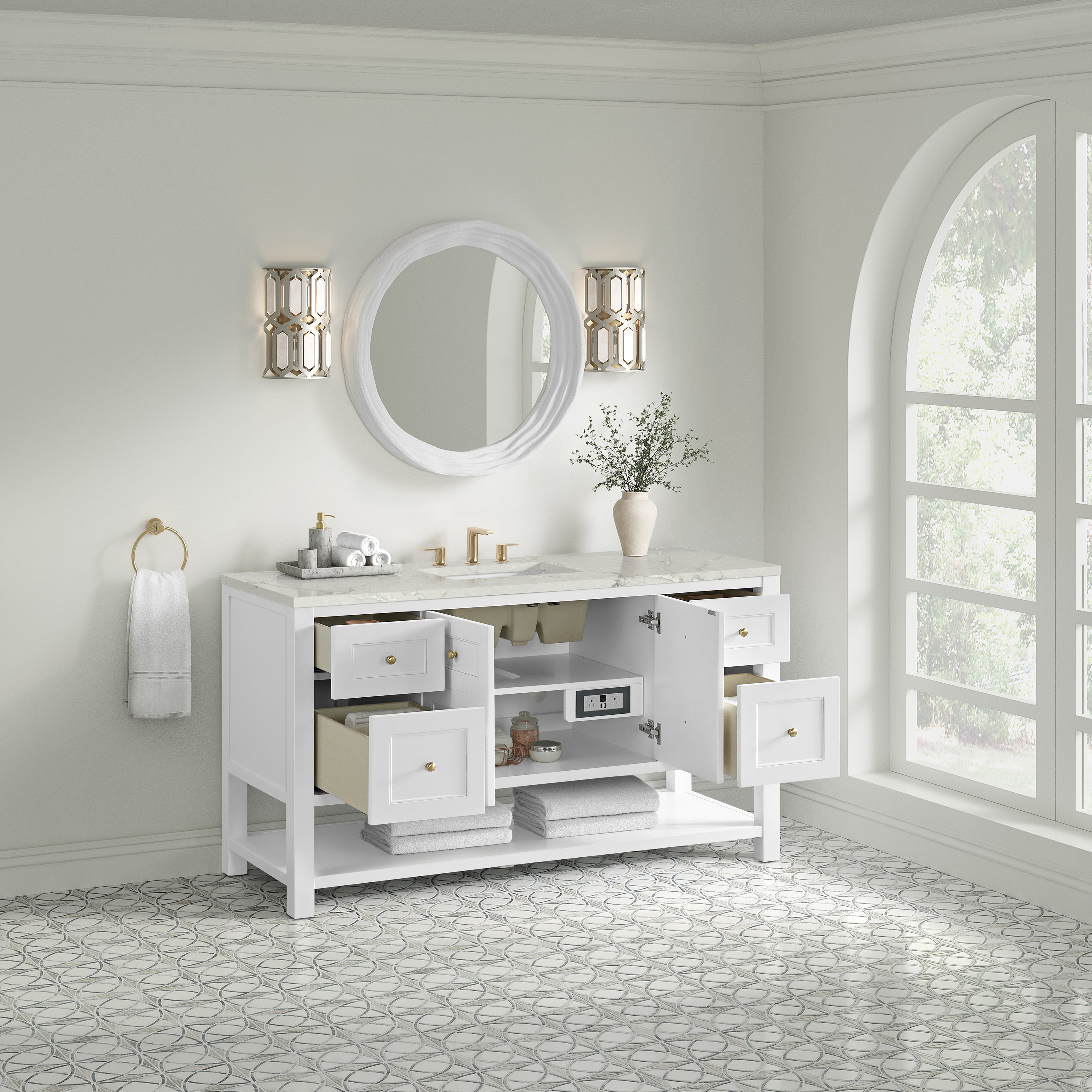 James Martin Breckenridge 60" Single Vanity in Bright White with 3cm Countertop