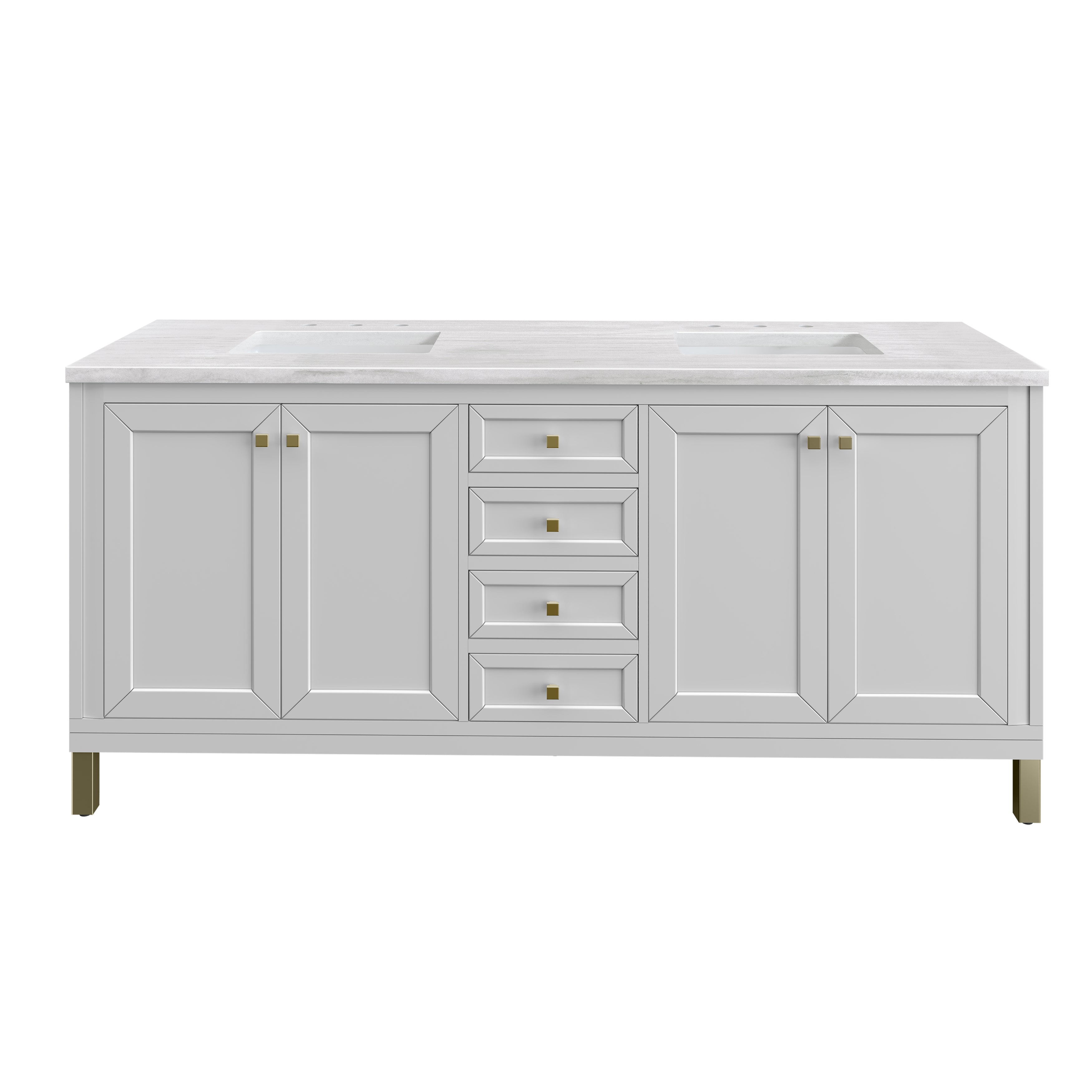 James Martin Chicago 72" Double Vanity in Glossy White with 3cm Countertop