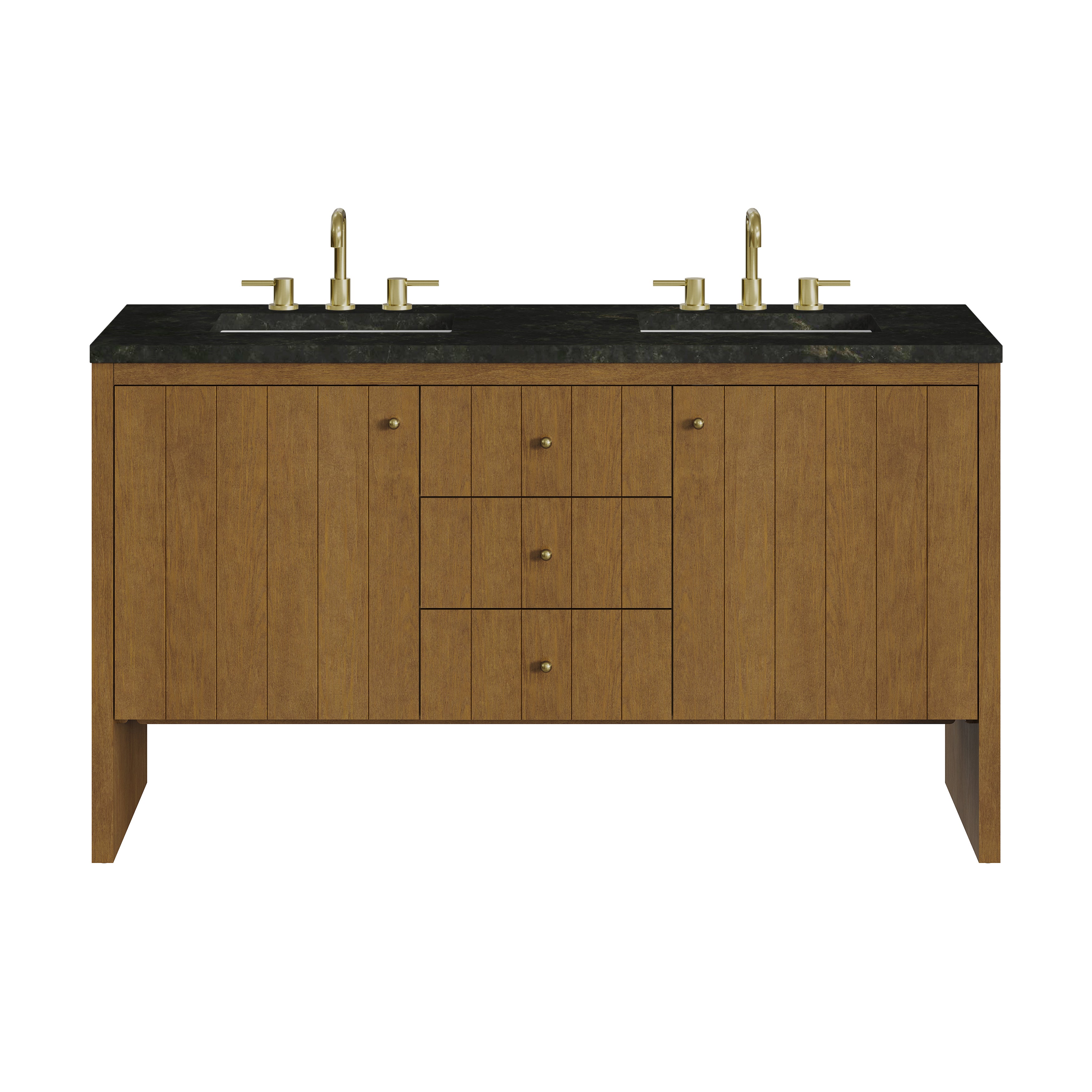 James Martin Hudson 60" Double Vanity in Honey Oak with 3cm Countertop