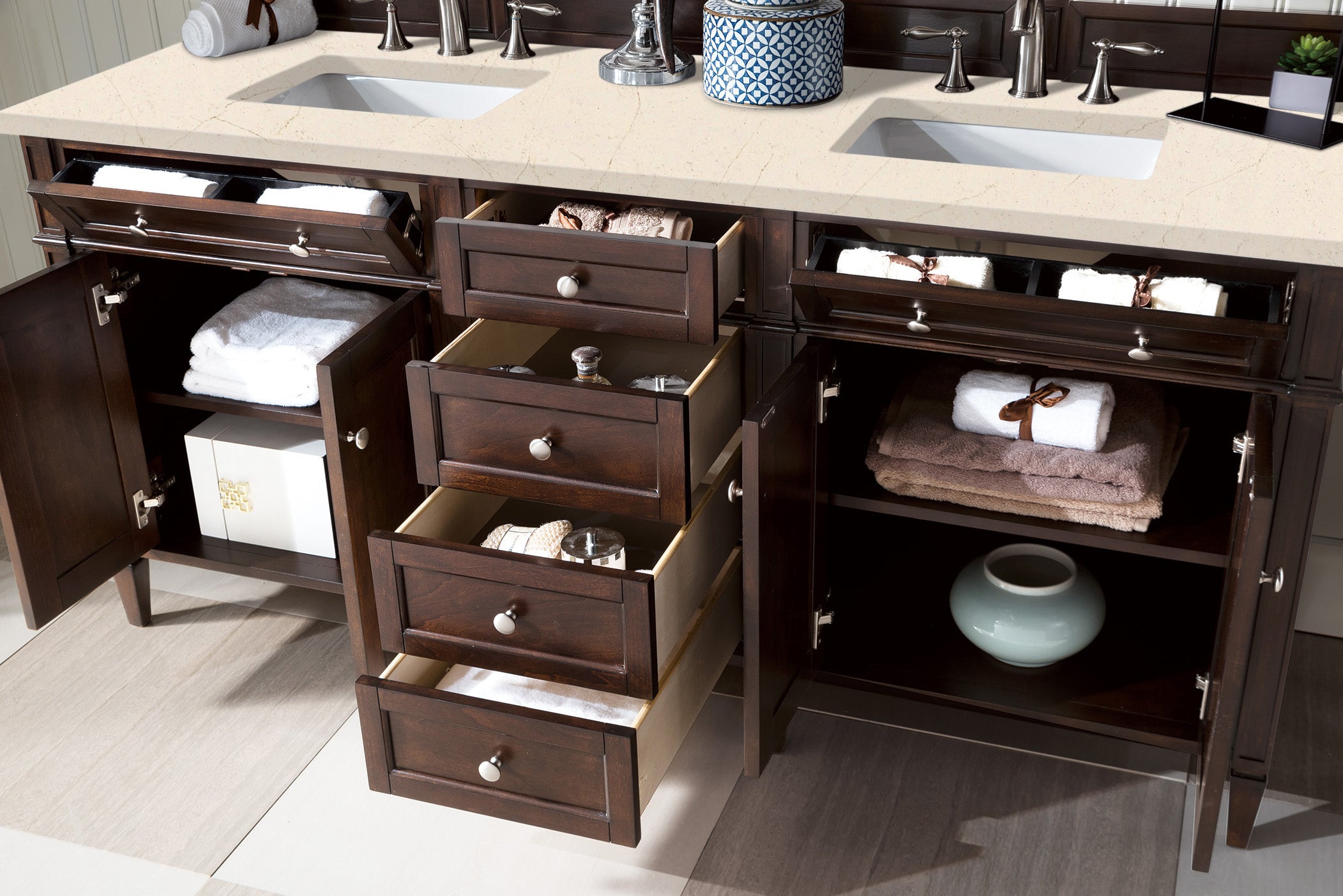 James Martin Brittany 72" Double Vanity in Burnished Mahogany with 3cm Countertop
