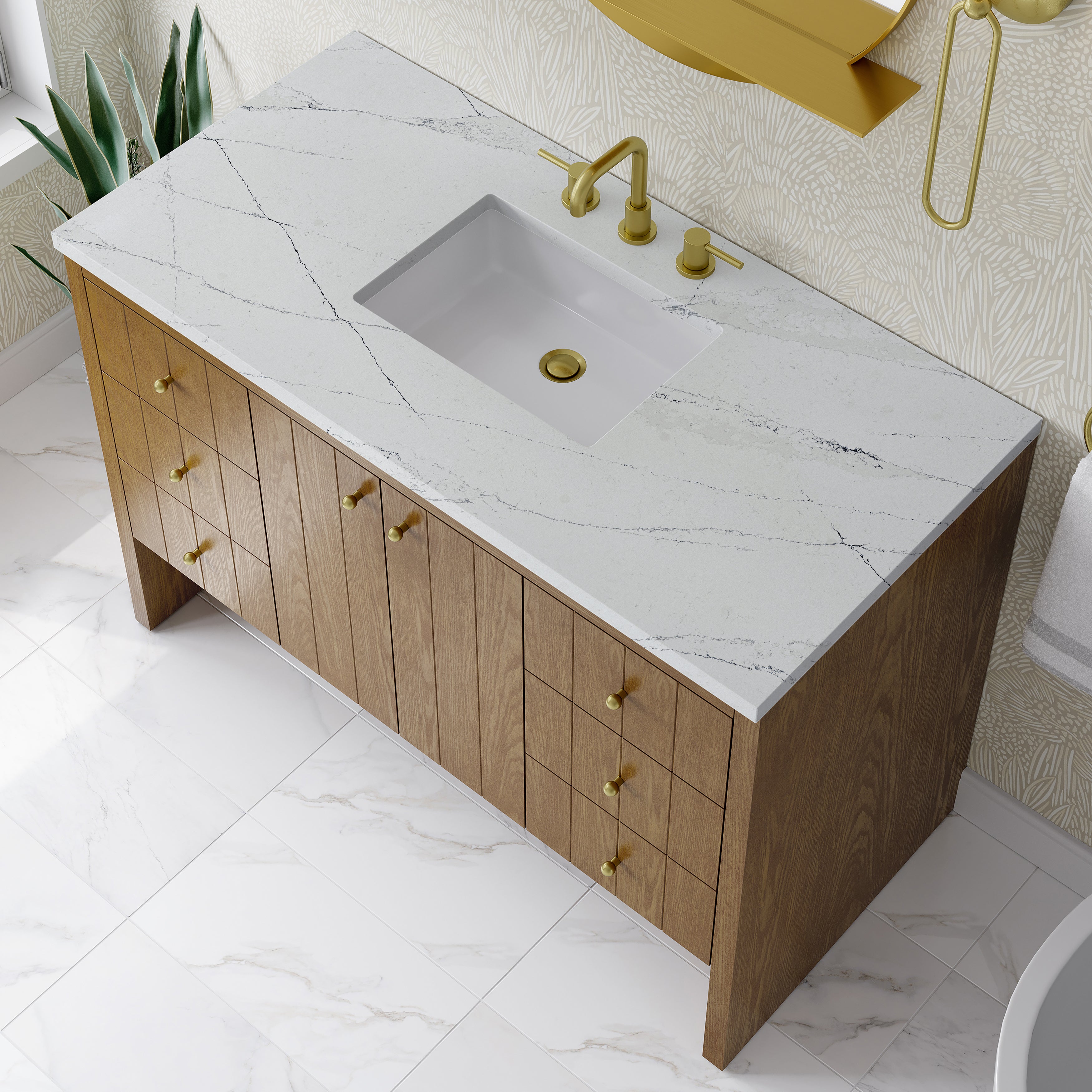 James Martin Hudson 48" Single Vanity in Honey Oak with 3cm Countertop