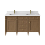 James Martin Brittany 60" Double Vanity in Pecan with 3cm Countertop