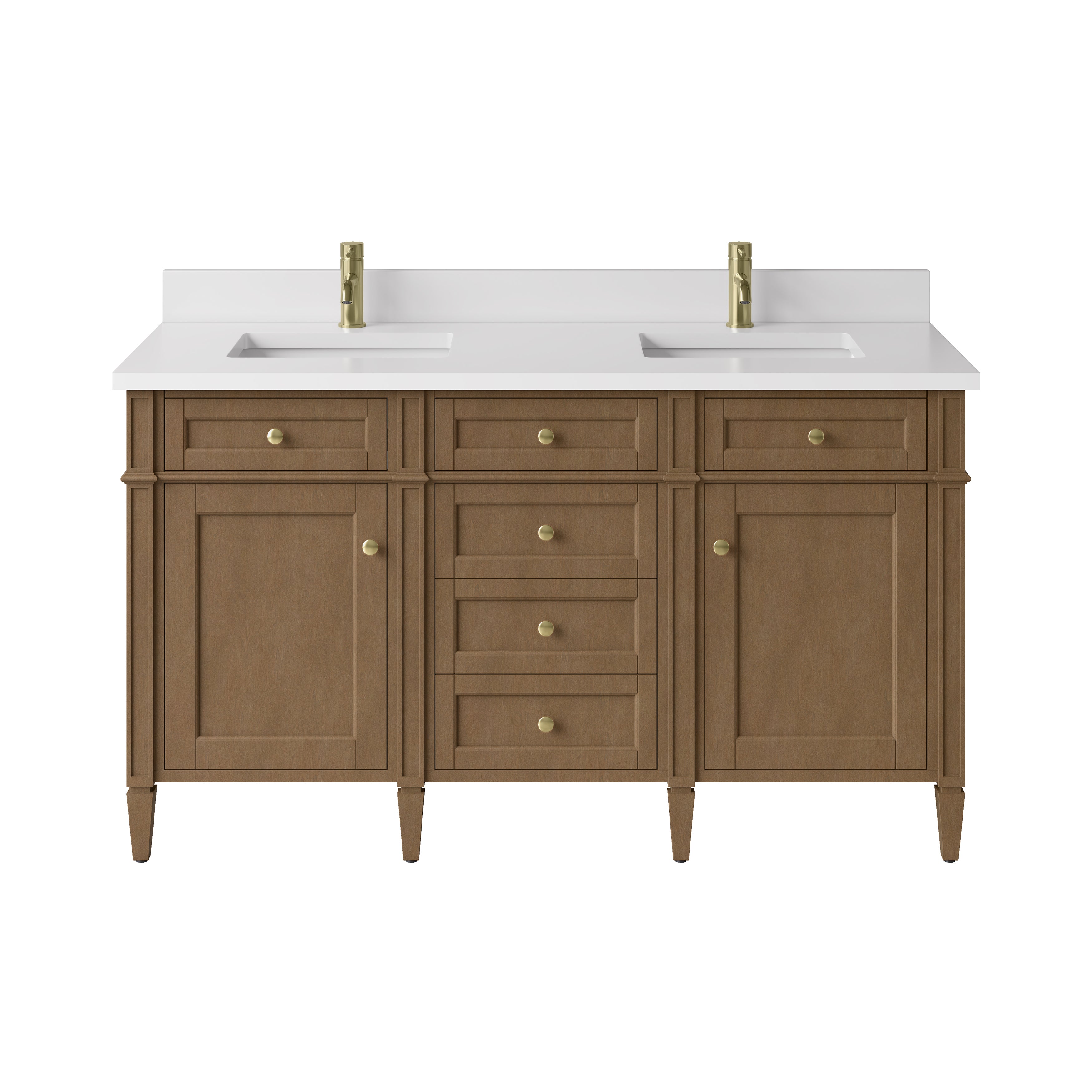 James Martin Brittany 60" Double Vanity in Pecan with 3cm Countertop