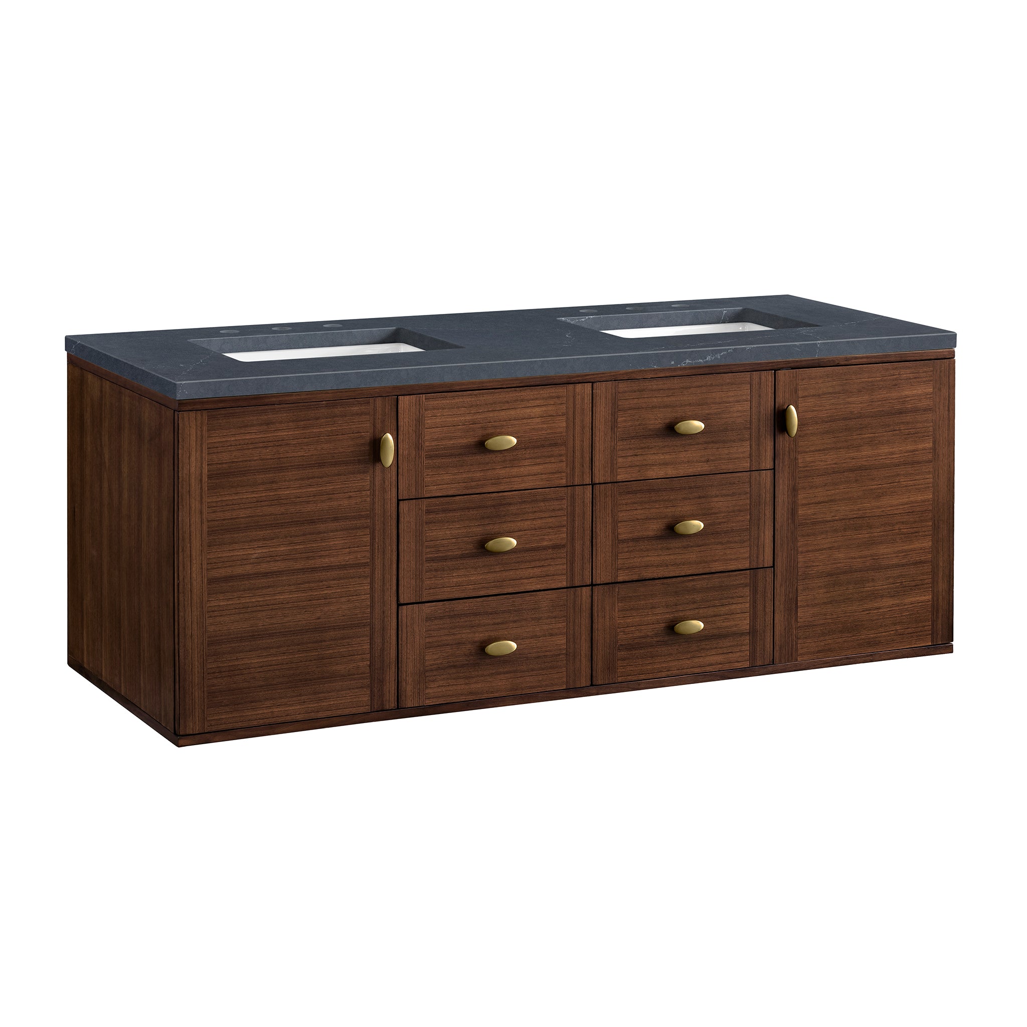 James Martin Amberly 60" Double Vanity in Mid-Century Walnut with 3cm Countertop