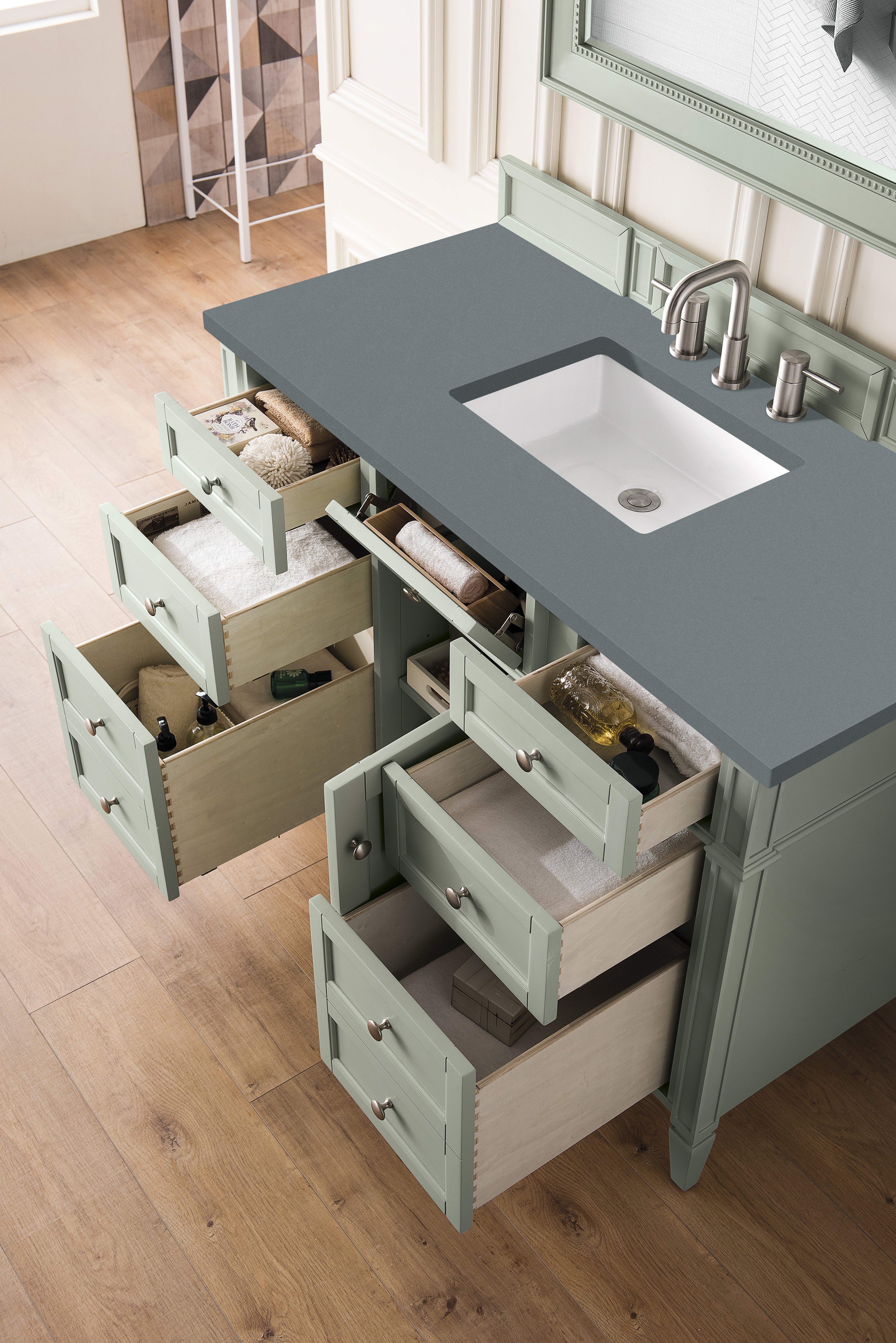 James Martin Brittany 48" Single Vanity in Sage Green with 3cm Countertop