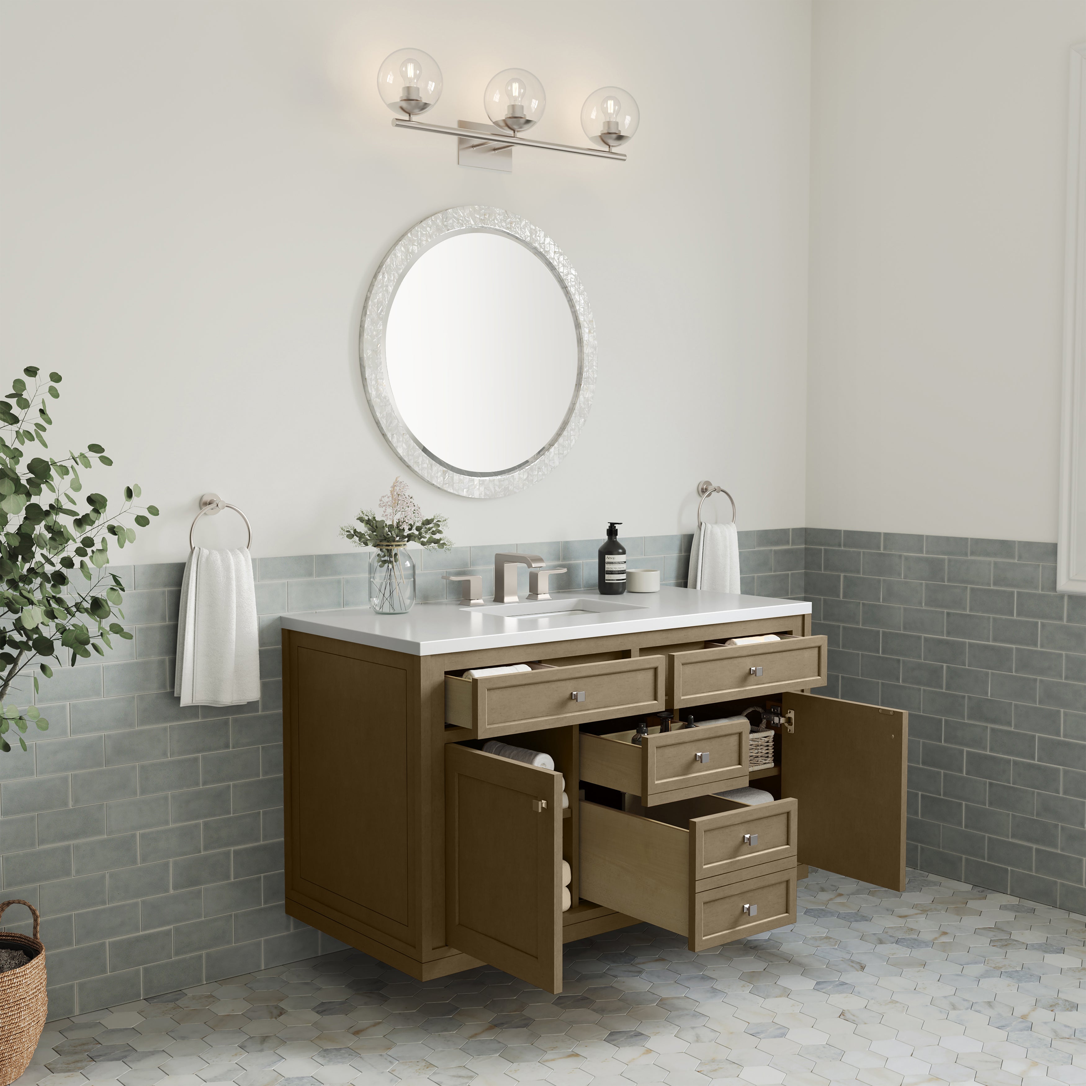 James Martin Chicago 48" Single Vanity in Walnut Whisper with 3cm Countertop