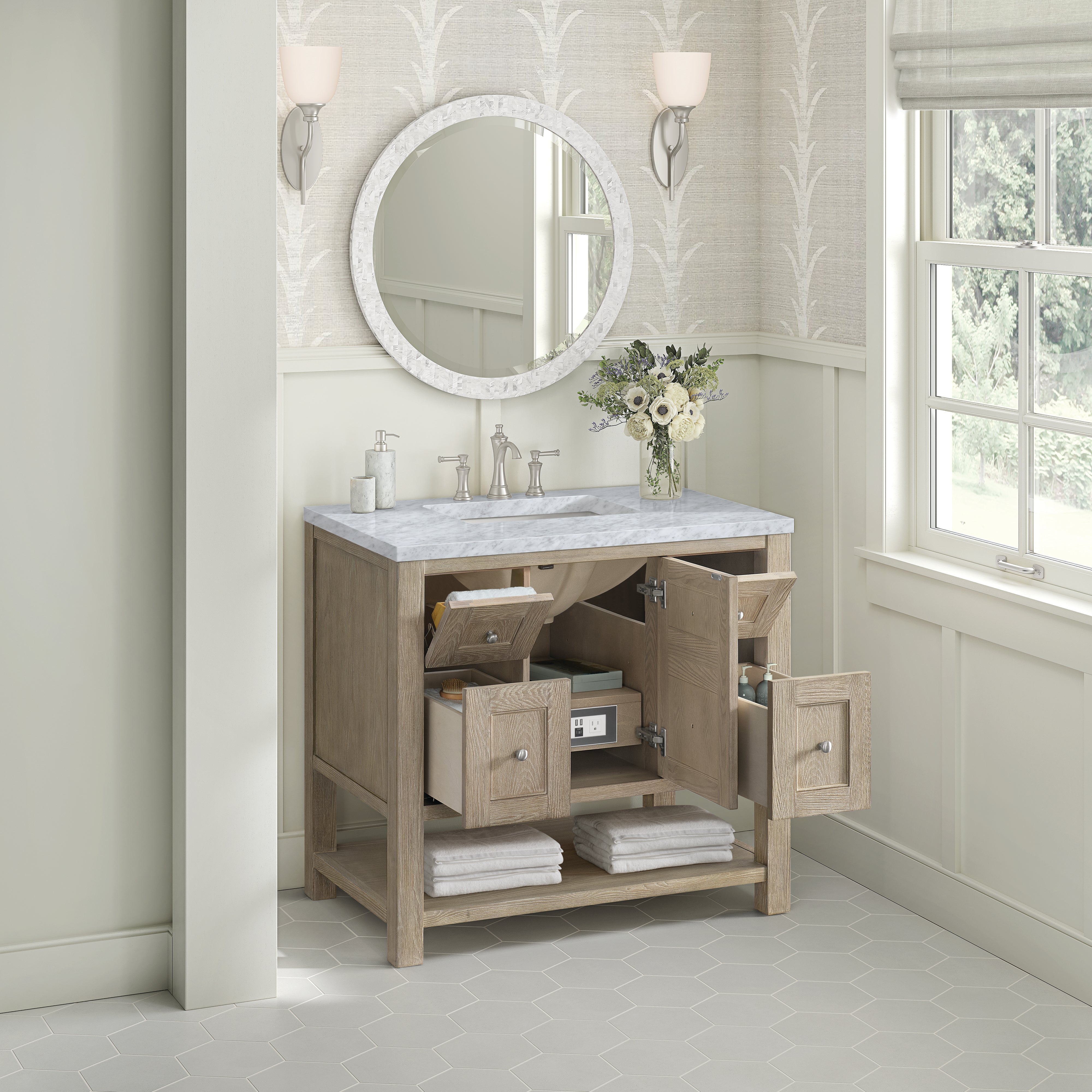 James Martin Breckenridge 36" Single in Whitewashed Oak with 3cm Countertop