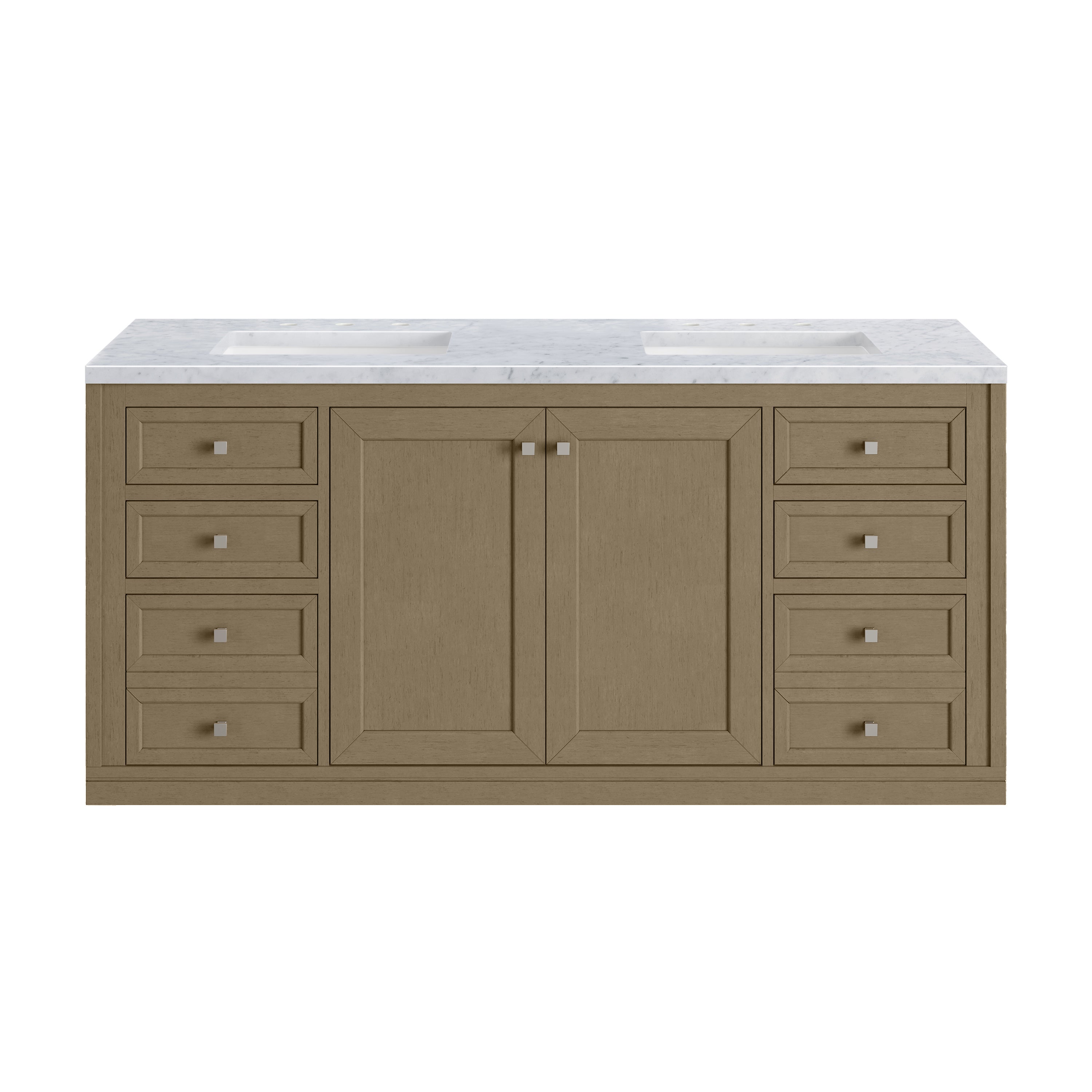 James Martin Chicago 60" Double Vanity in Walnut Whisper with 3cm Countertop