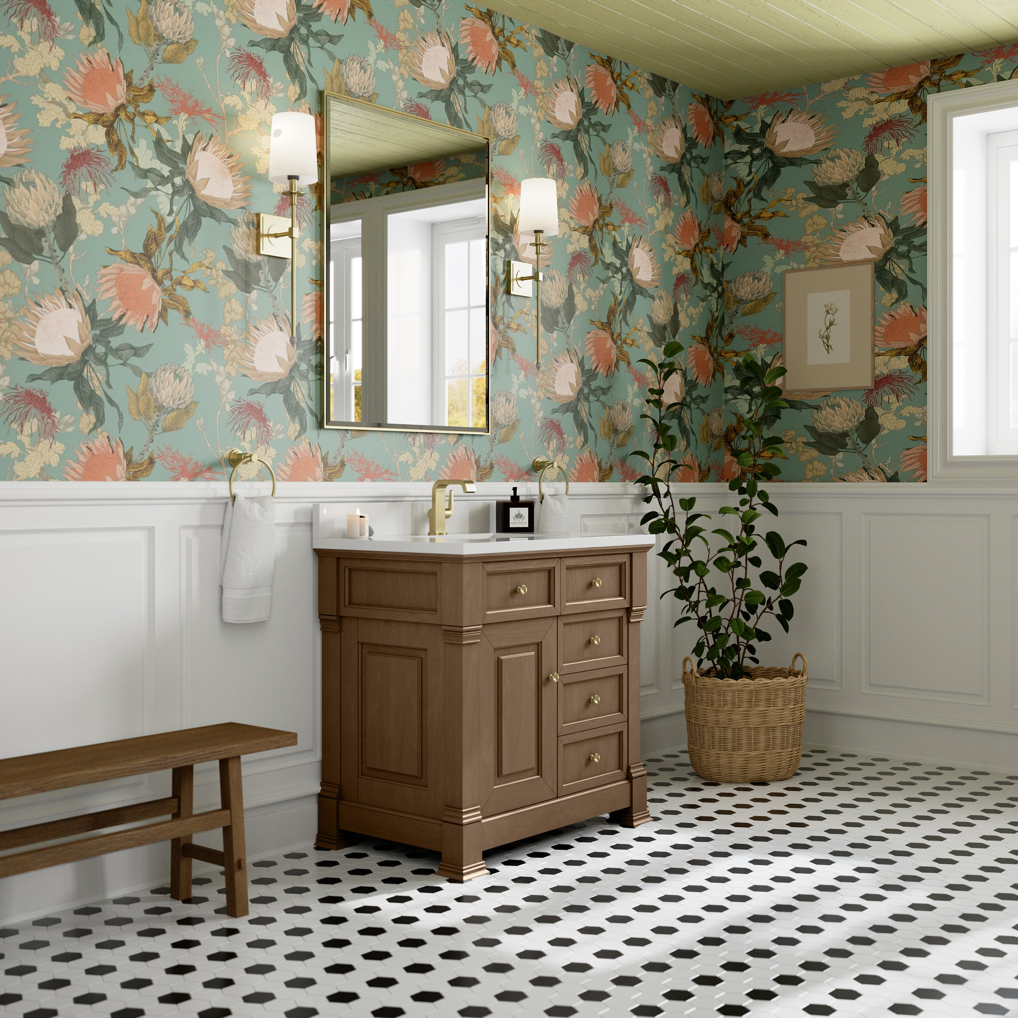 James Martin Brookfield 36" Single Vanity in Pecan with 3cm Countertop