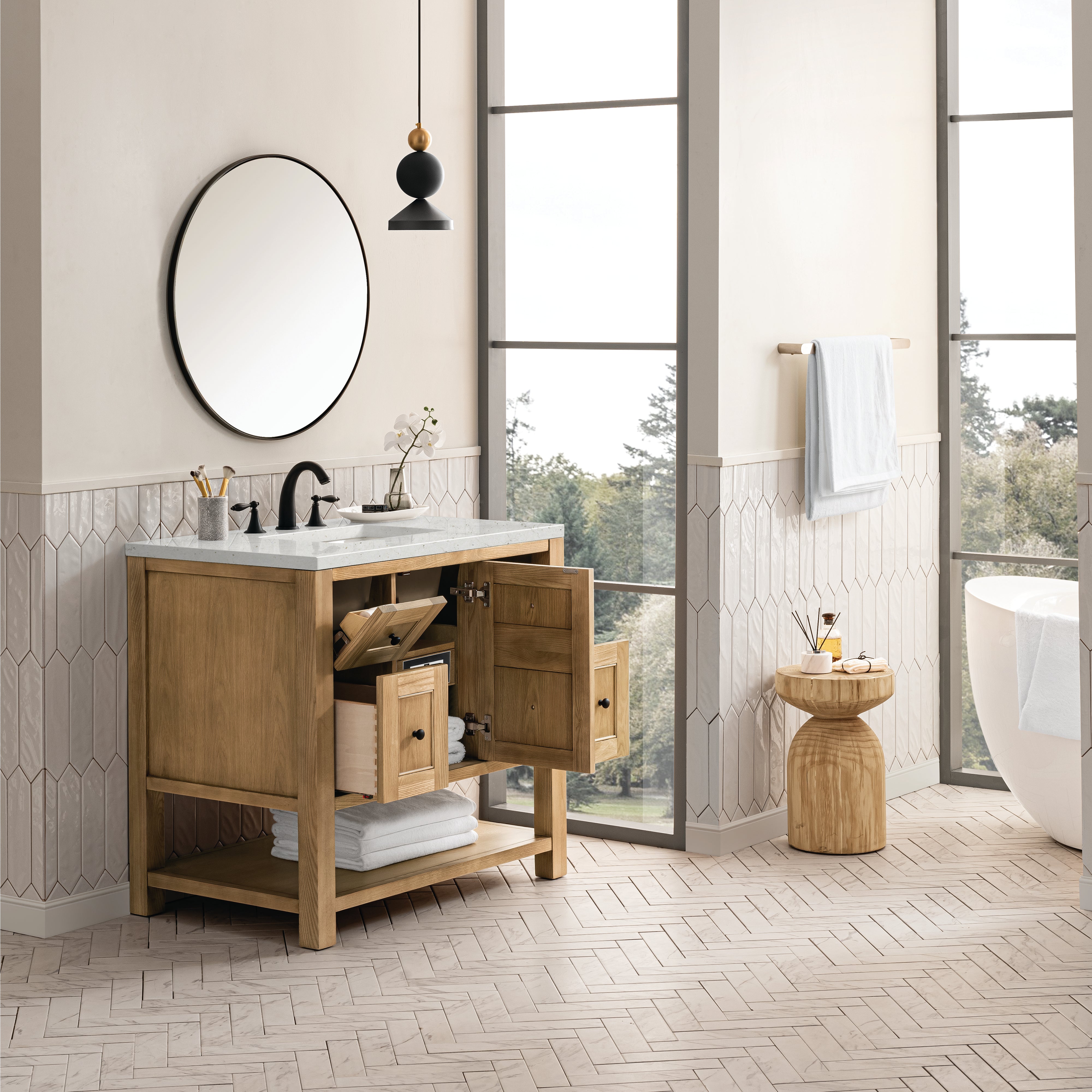 James Martin Breckenridge 36" Single Vanity in Light Natural Oak with 3cm Countertop