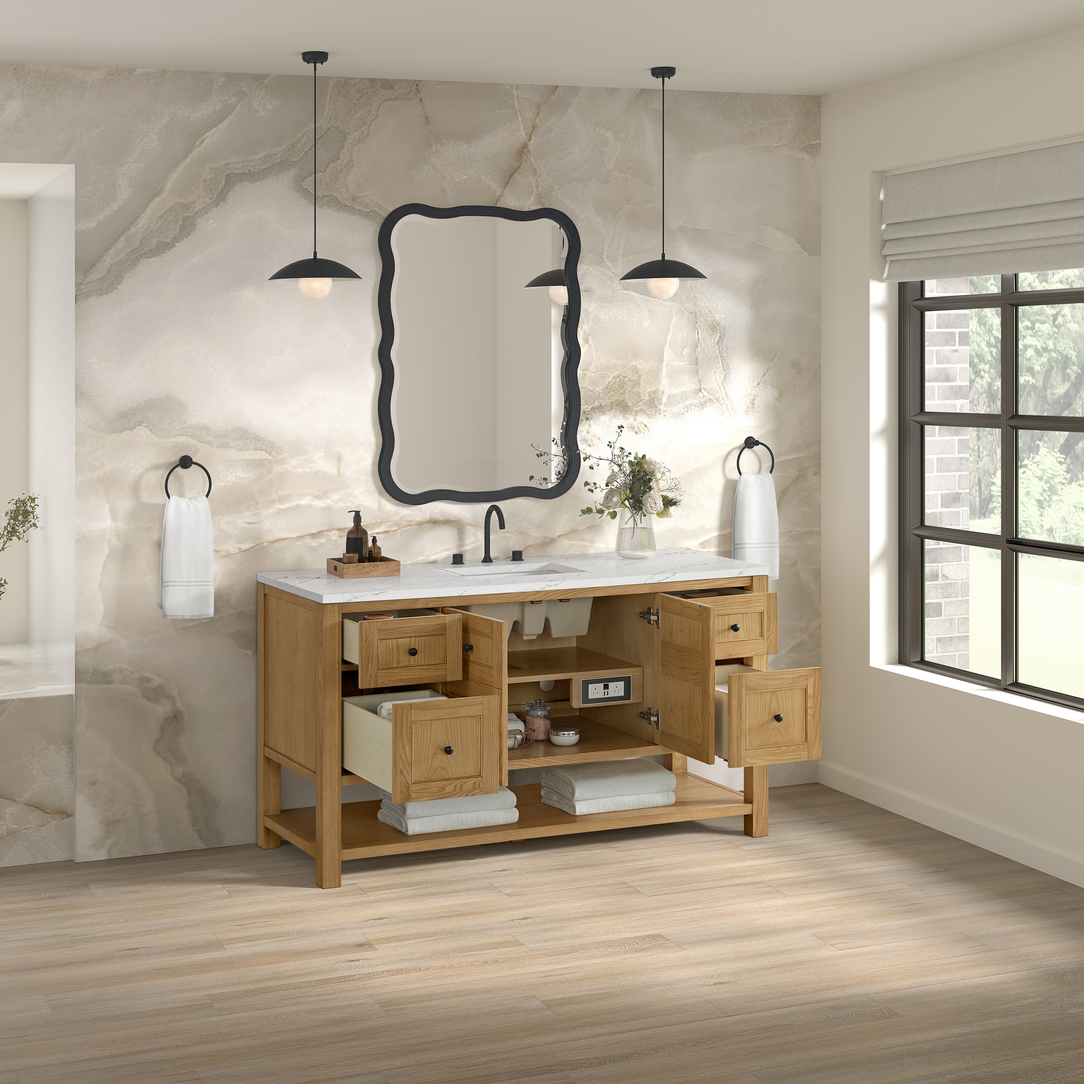 James Martin Breckenridge 60" Single Vanity in Light Natural Oak with 3cm Countertop