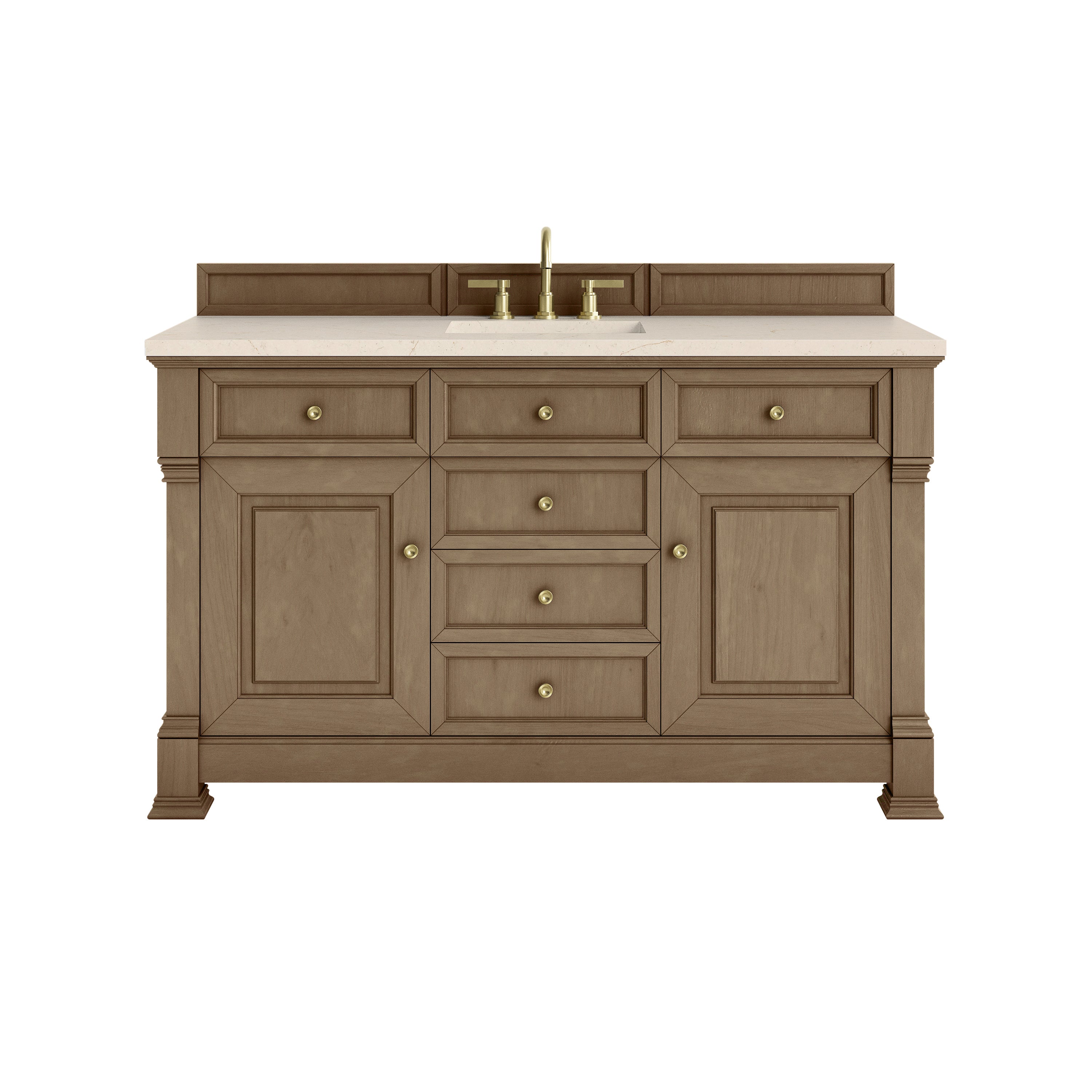 James Martin Brookfield 60" Single Vanity in Pecan with 3cm Countertop