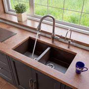 ALFI brand AB3420UM 34" Undermount Double Bowl Granite Composite Kitchen Sink