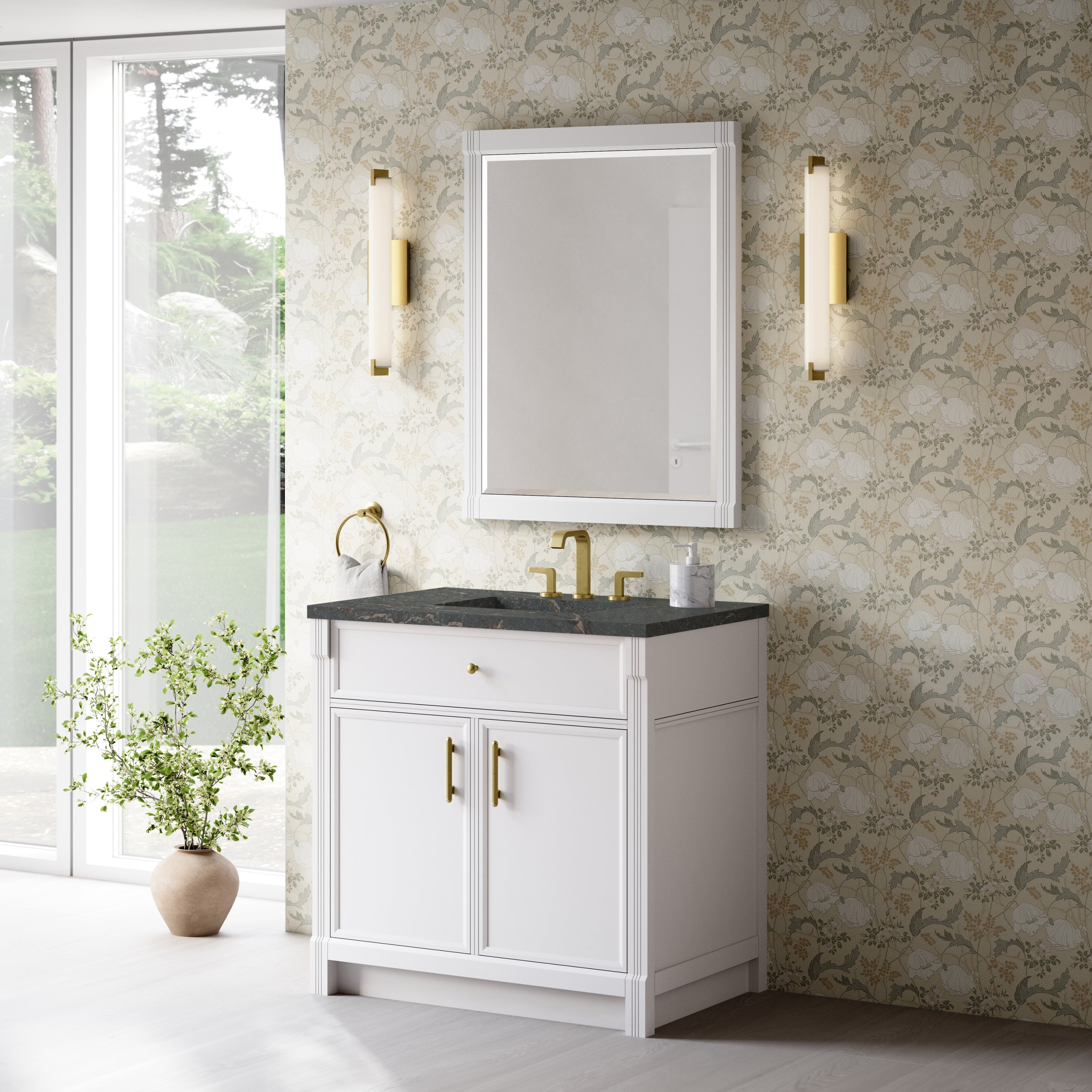 James Martin Bellshire 36" Single Vanity in Bright White with 3cm Countertop