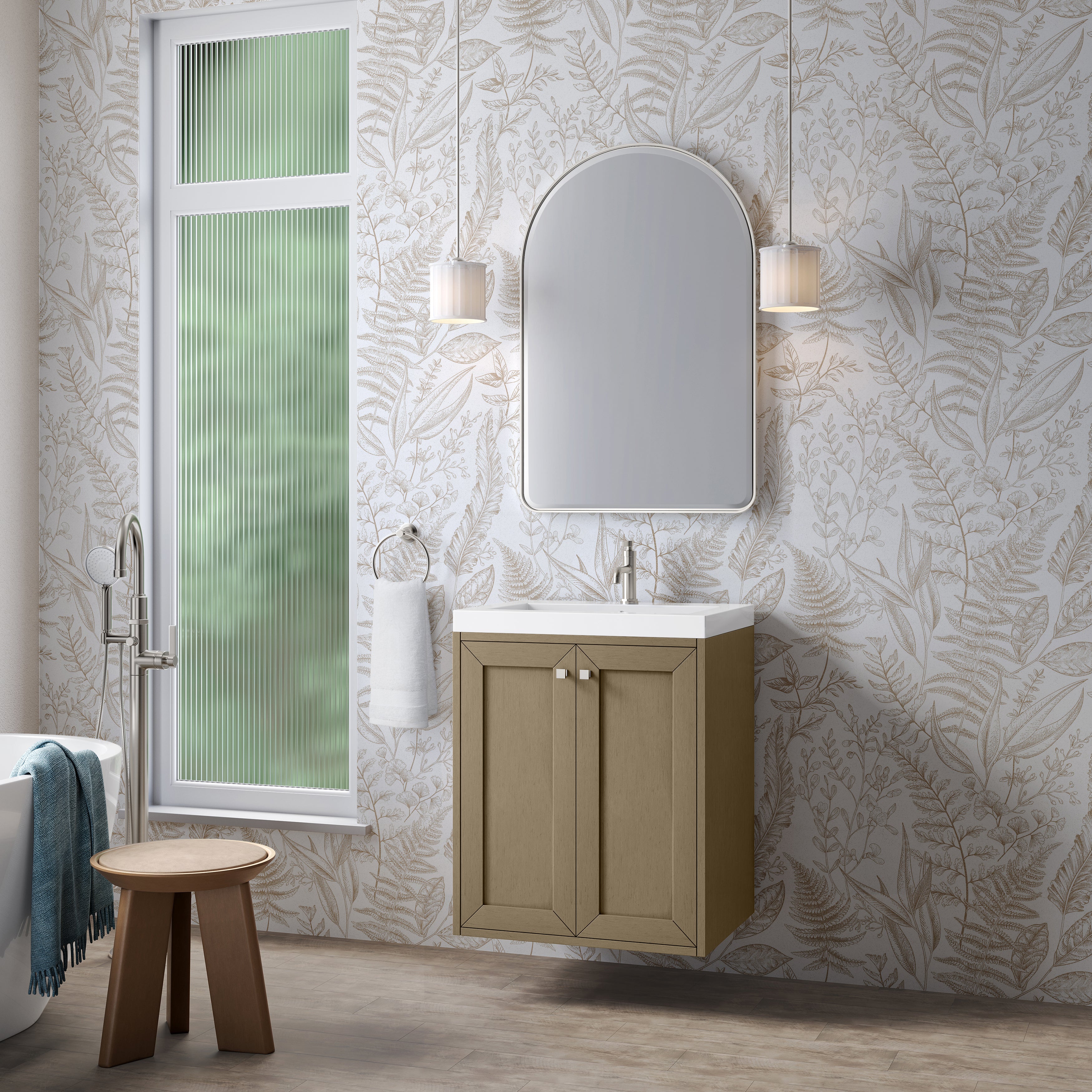 James Martin Chianti 24" Single Vanity in Glossy White with White Glossy Composite Stone Top